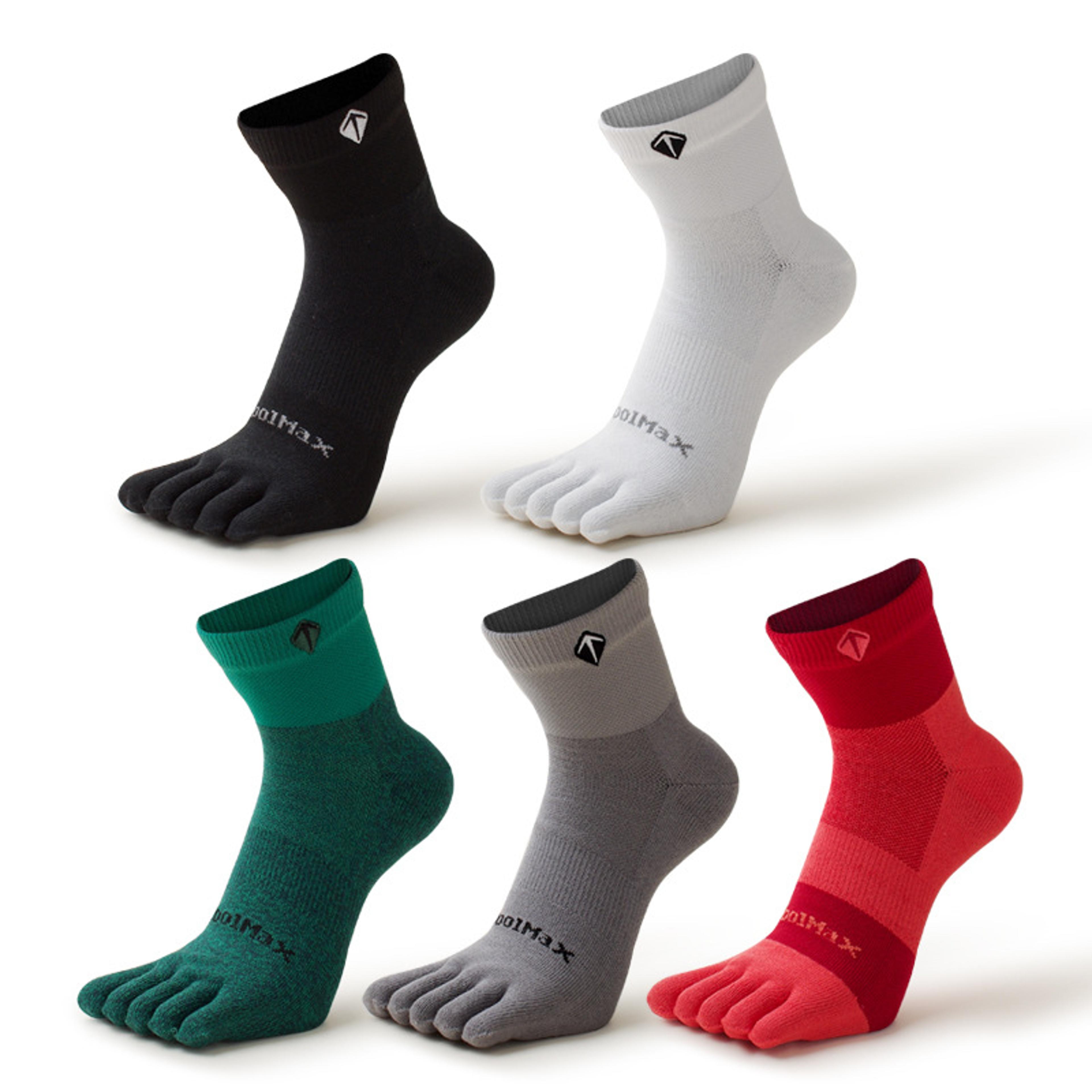 5 pairs mens high elasticity socks, soft cotton breathable women fitness socks, outdoor split toe sweat wicking running
