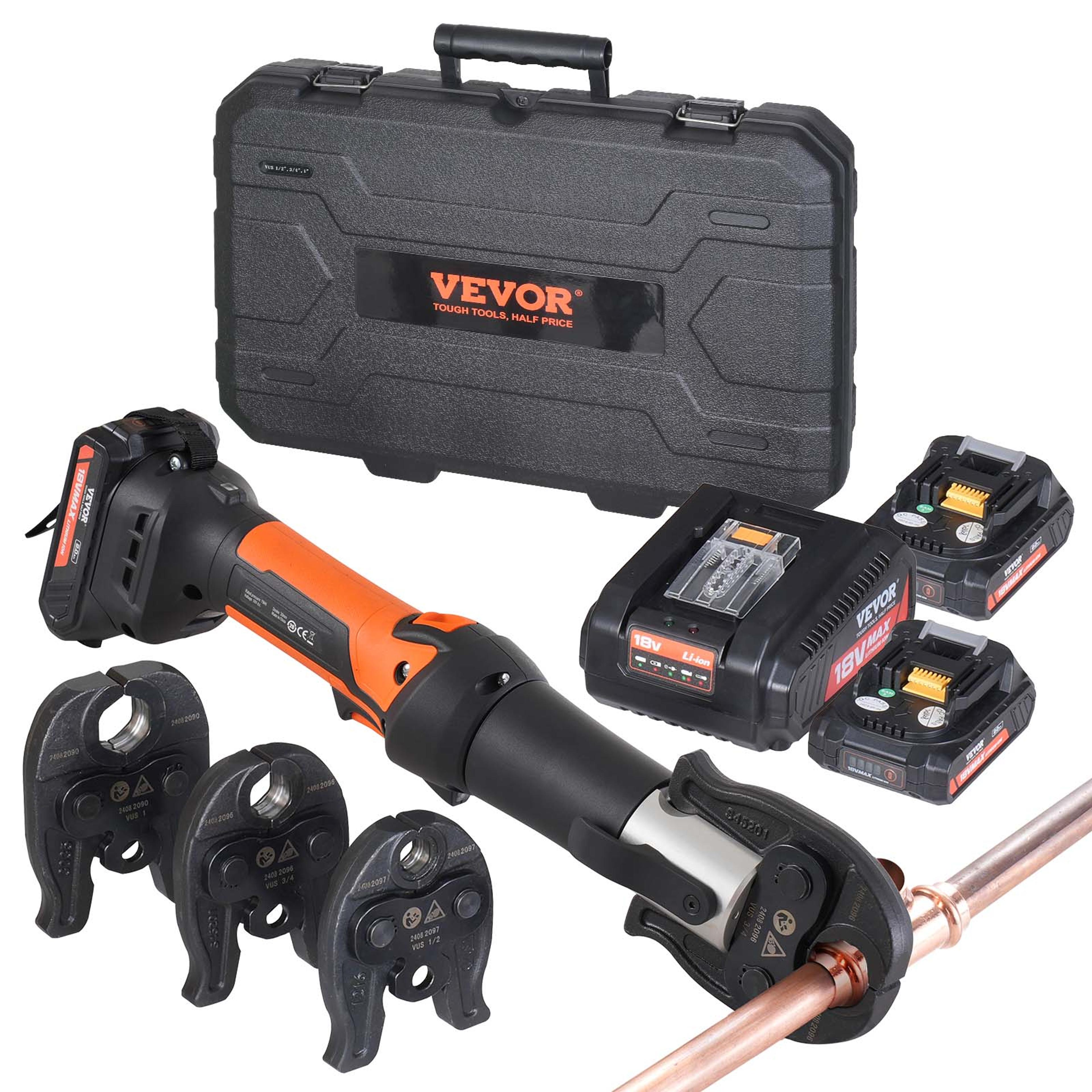 succebuy pro press tool electric pipe crimping kit, copper pipe press tool 1/2 3/4 1 inch, 3 jaws, batteries