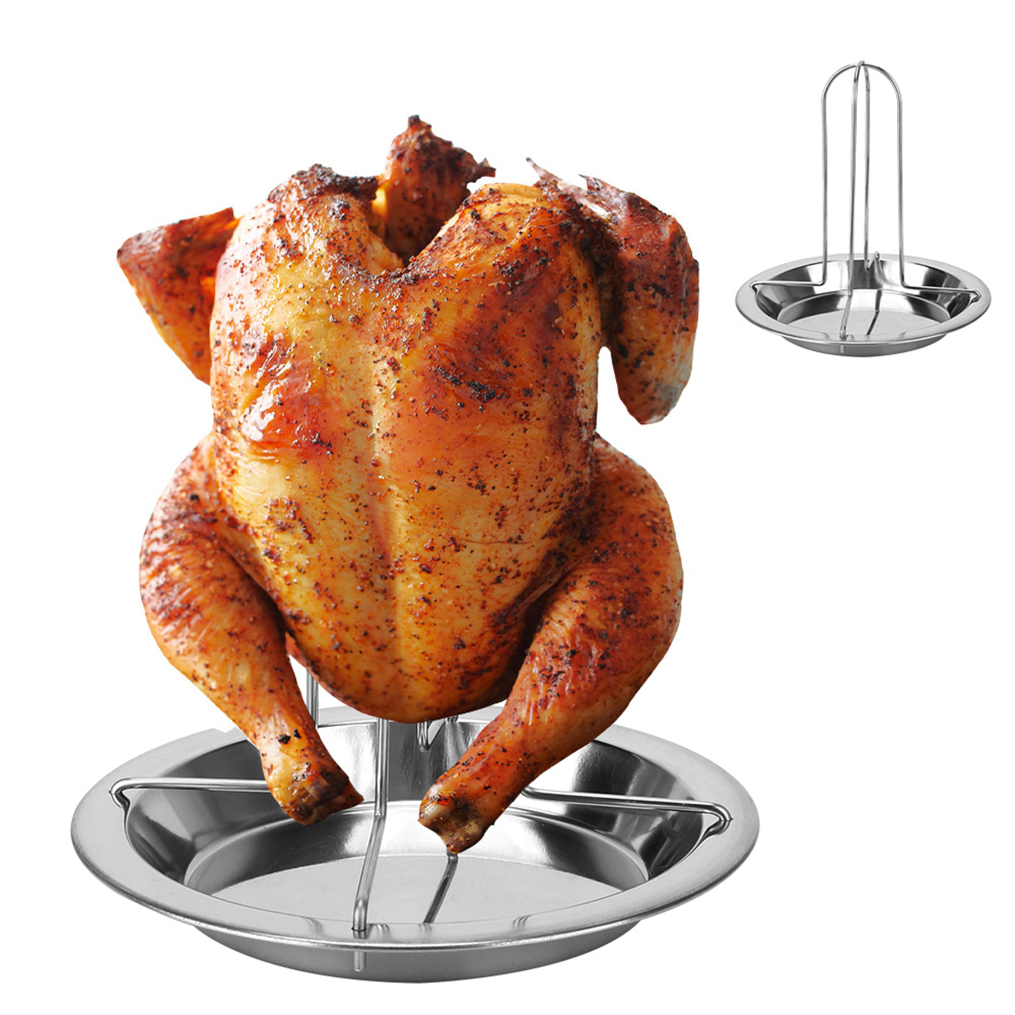 heavy-duty chicken roaster rack, carbon steel grill stand for perfectly roasted chicken, outdoor bbq & kitchen use