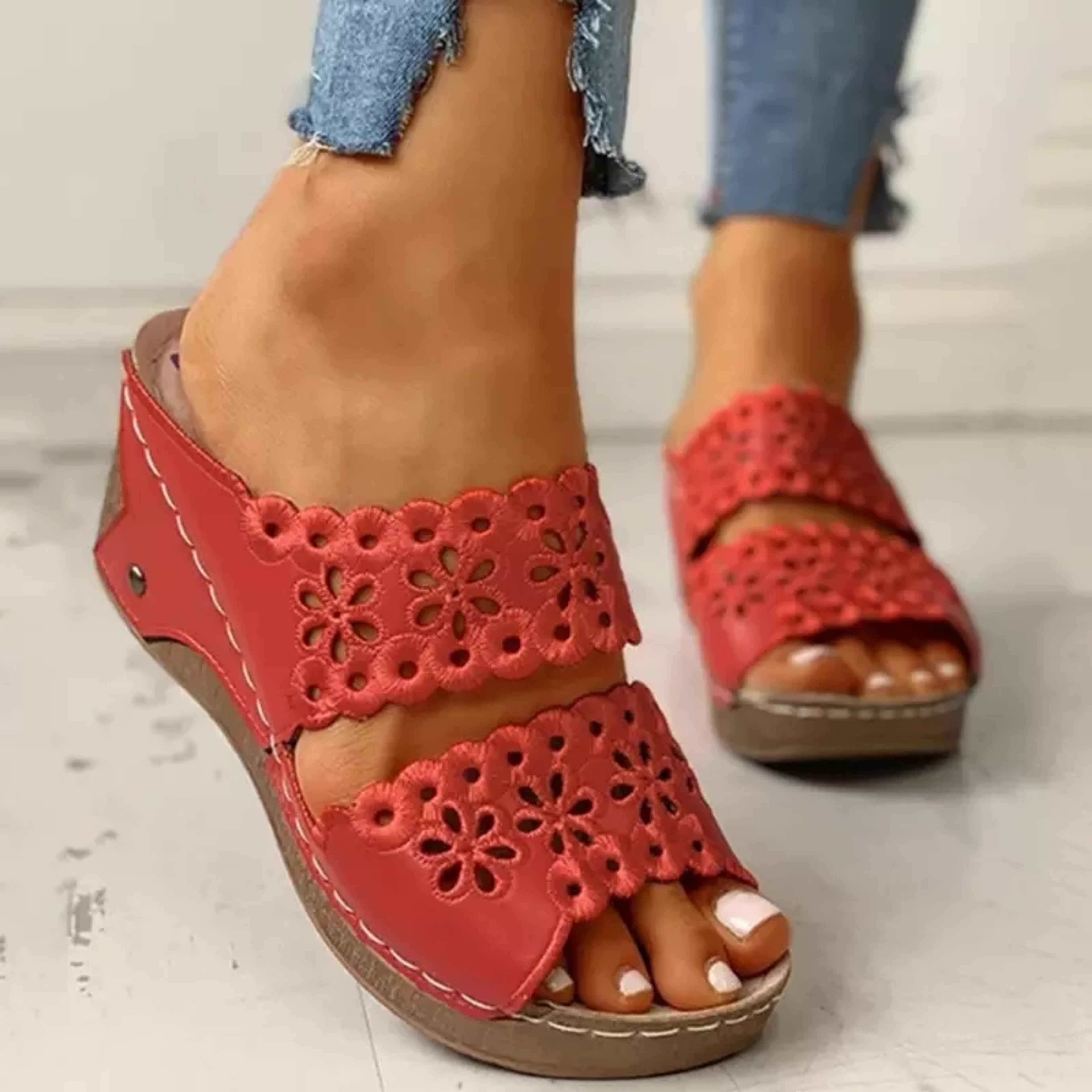 womens fashion gladiator sandals, summer beach wedge sandals with comfortable flat sole