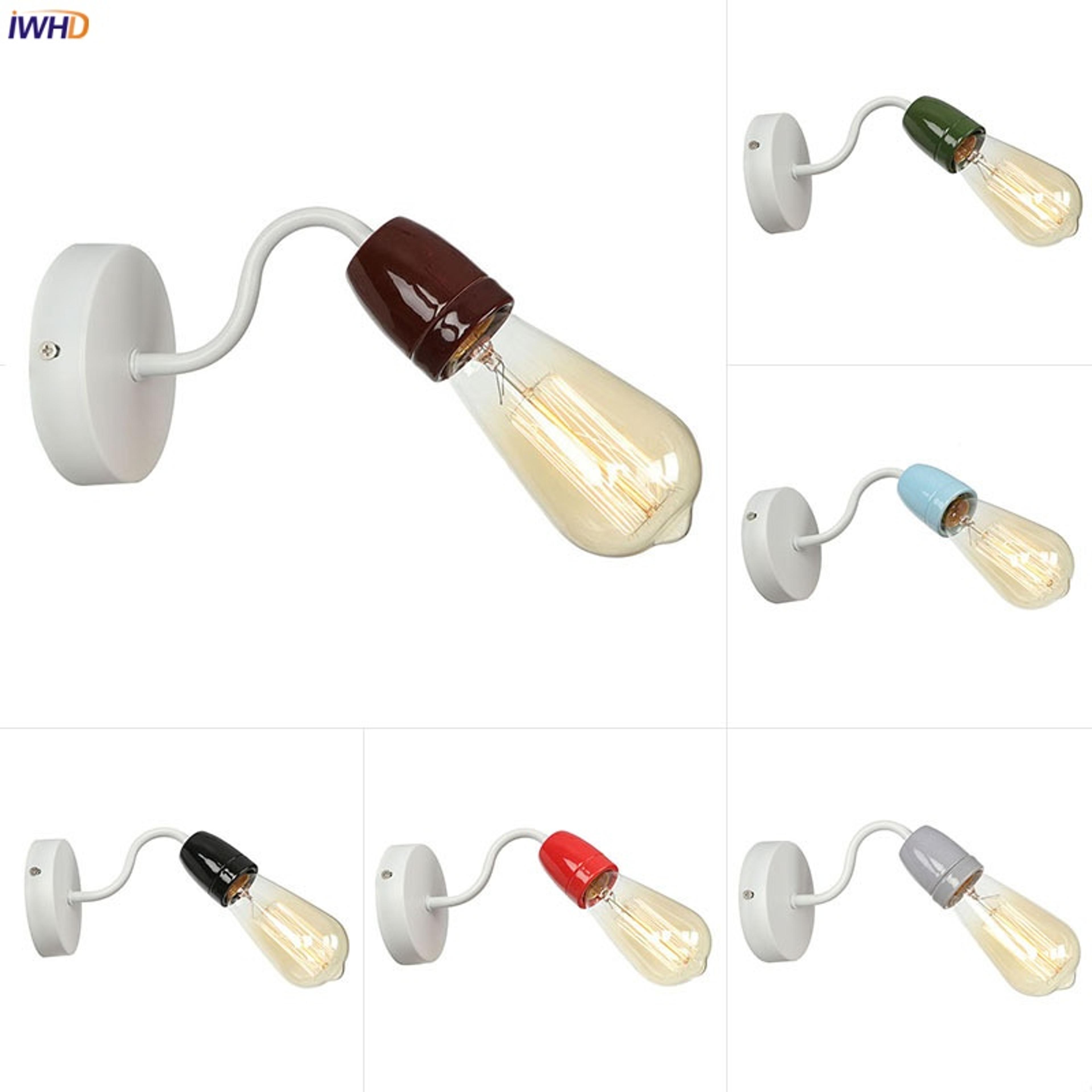 iwhd colorful ceramic led wall lamp, nordic minimalism wall sconce for living room, bedroom, bathroom, loft decor