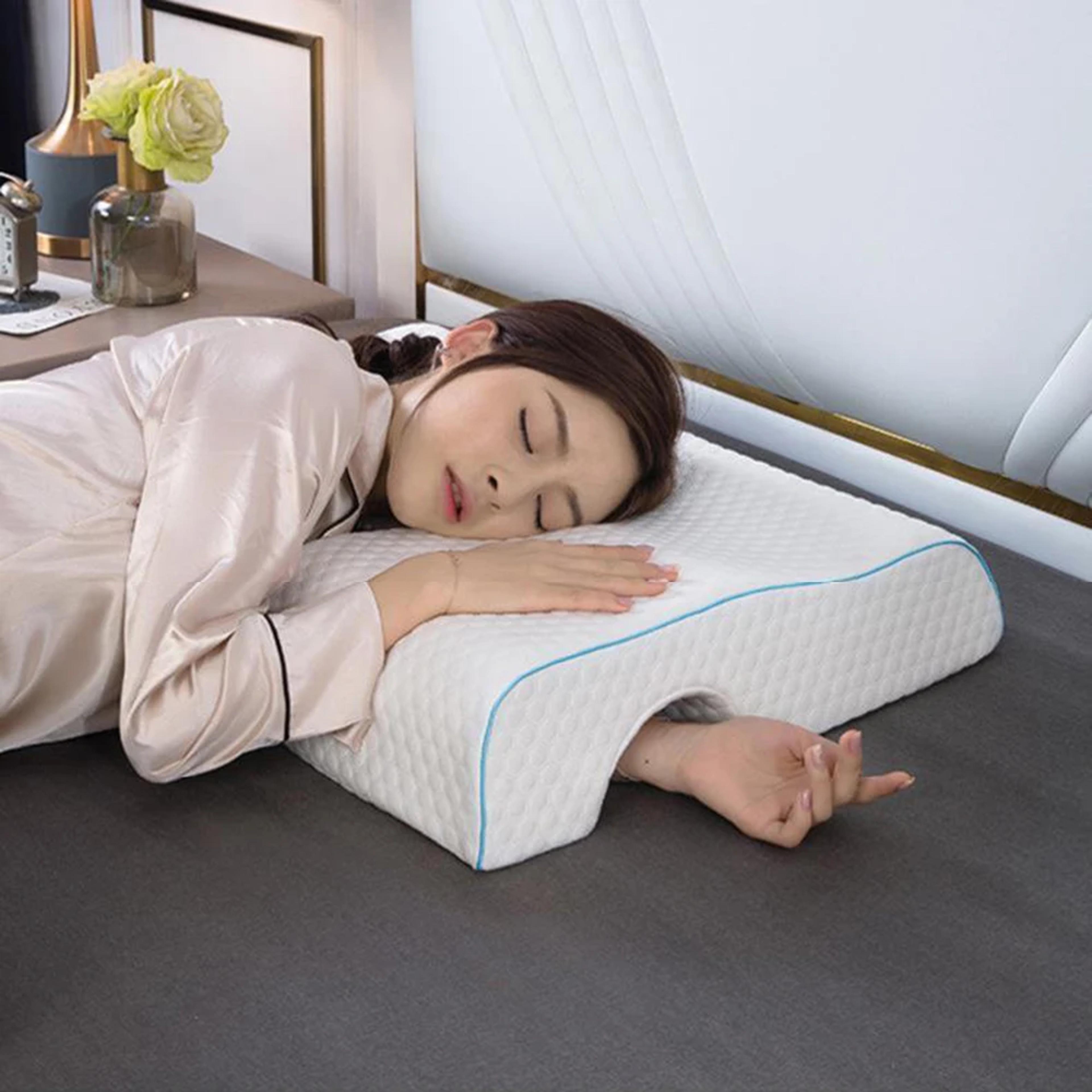 memory foam pillow for side sleepers, anti pressure arm rest pillow with slow rebound for ultimate comfort