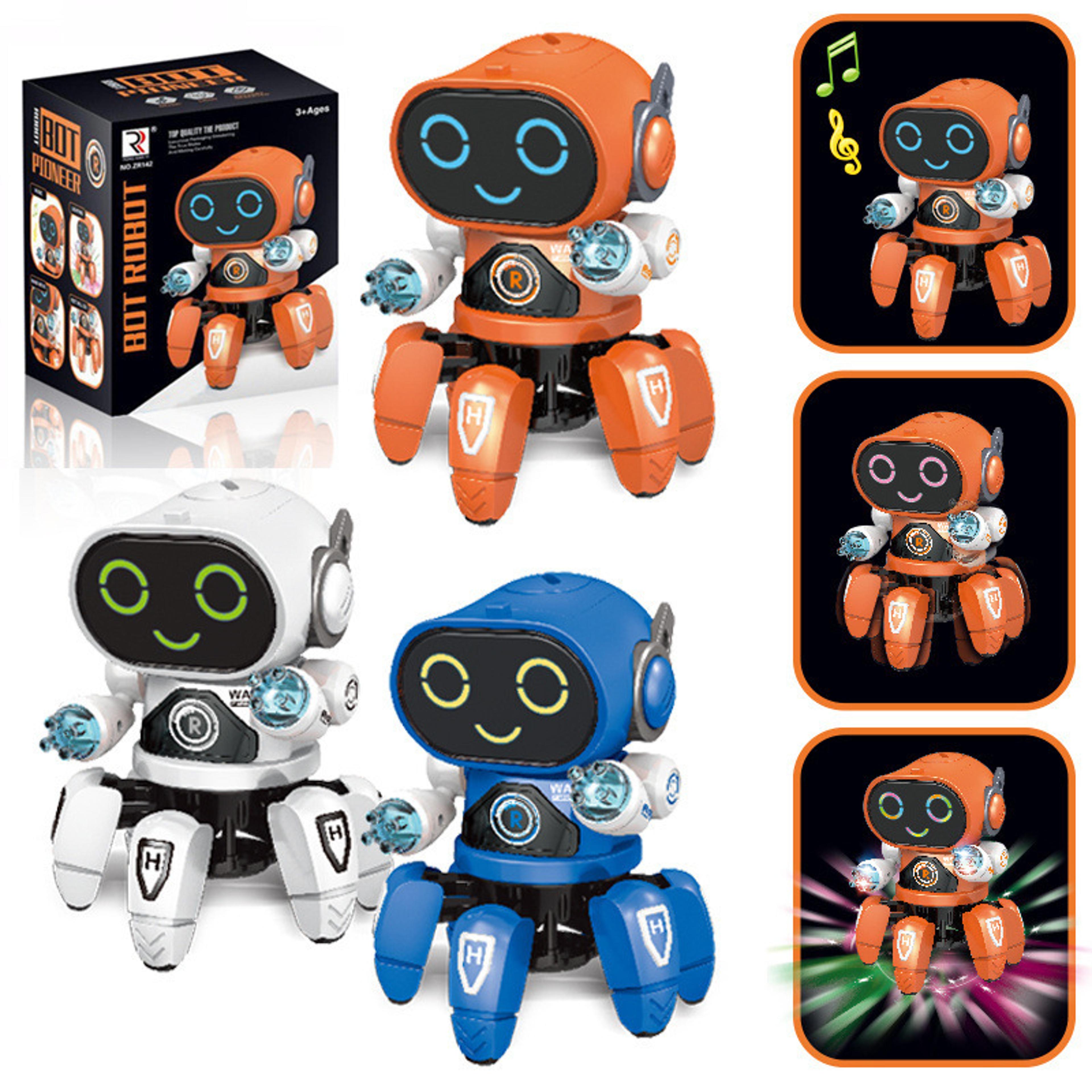dance music 6 claws robot, octopus spider robot vehicle with led lights, singing, dancing toy for kids, birthday gift
