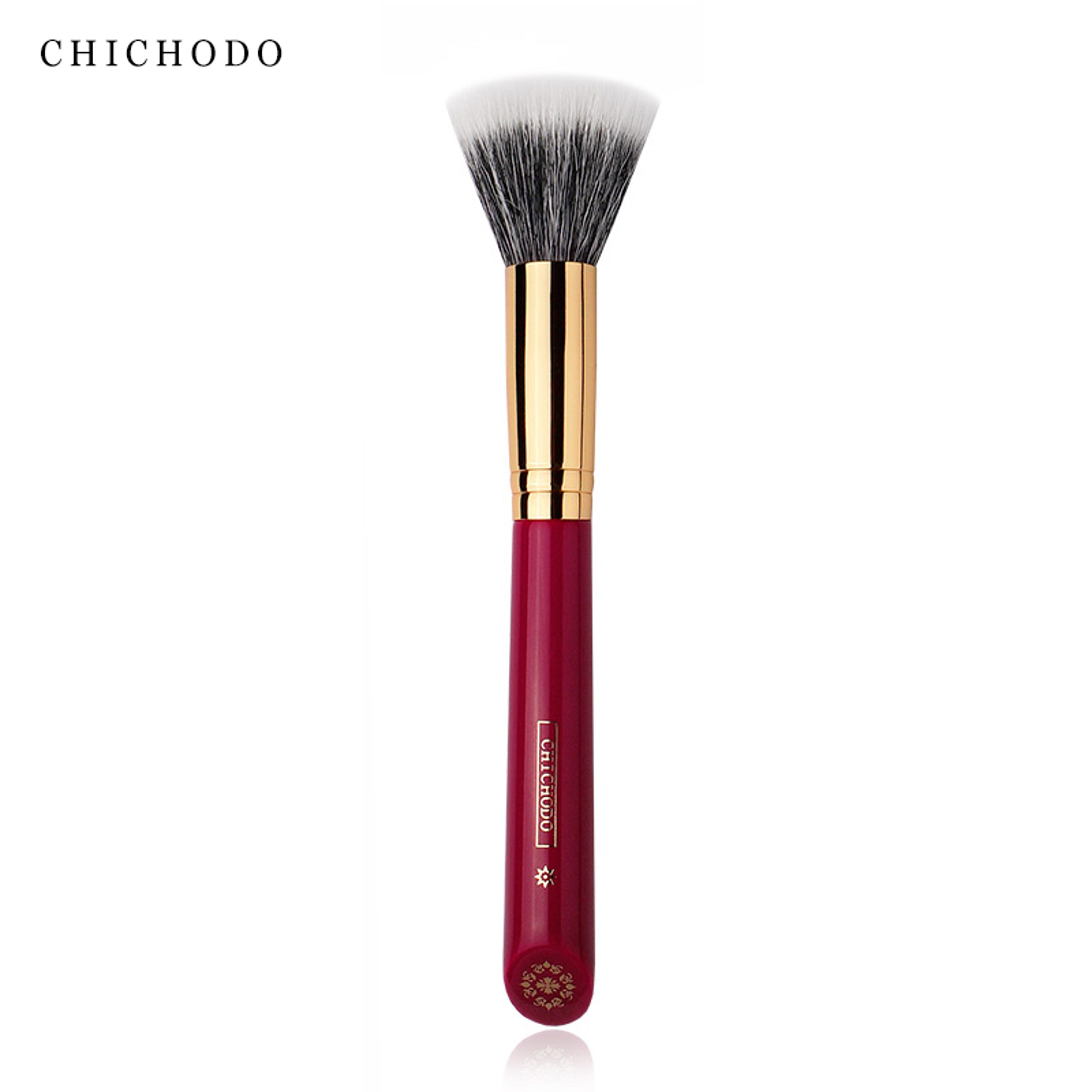 high quality soft luxury makeup brush, stippling blush brush, animal hair red rose series powder face brush