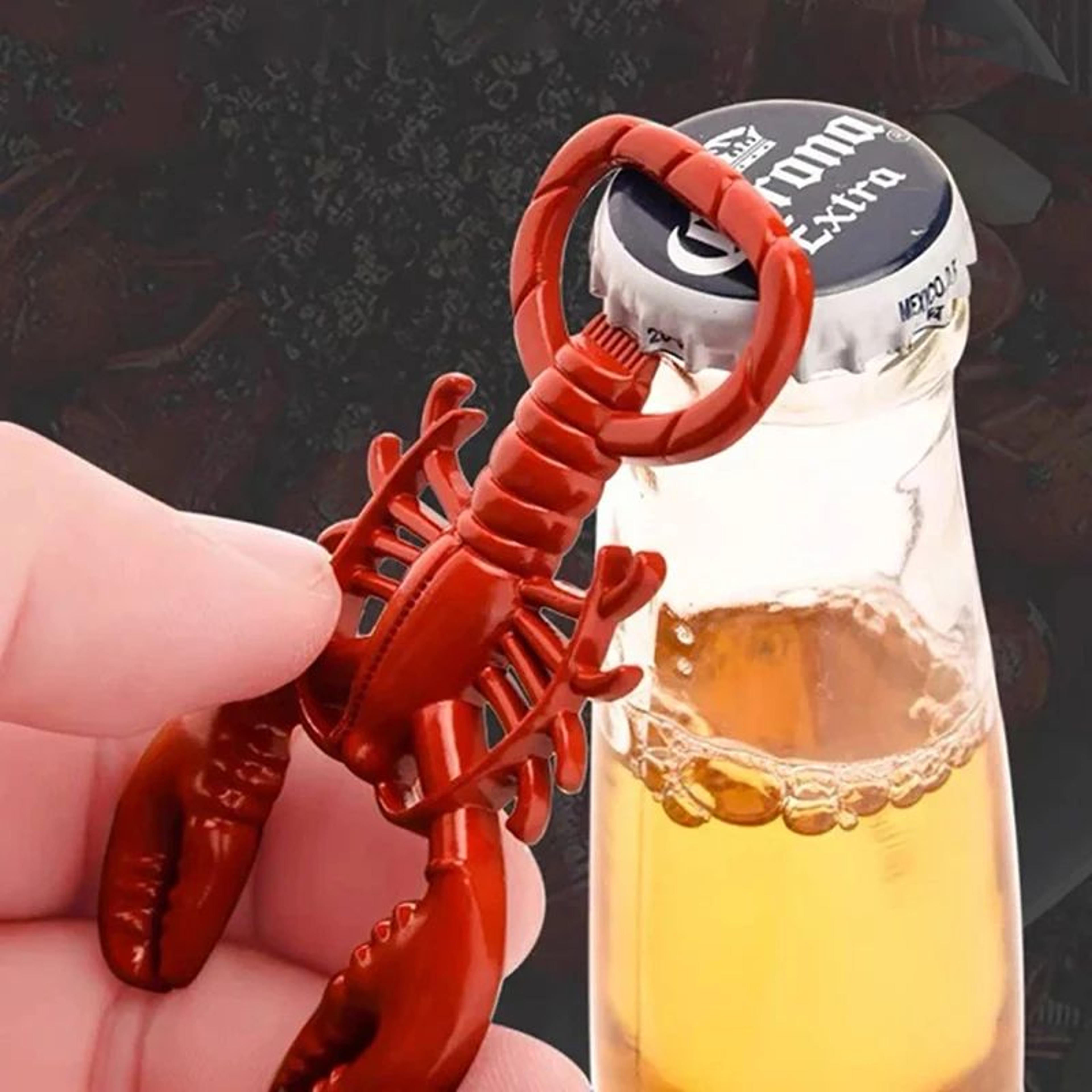 portable lobster corkscrew bottle opener, retro metal keychain for wine, beer bottles, fun kitchen outdoor accessories
