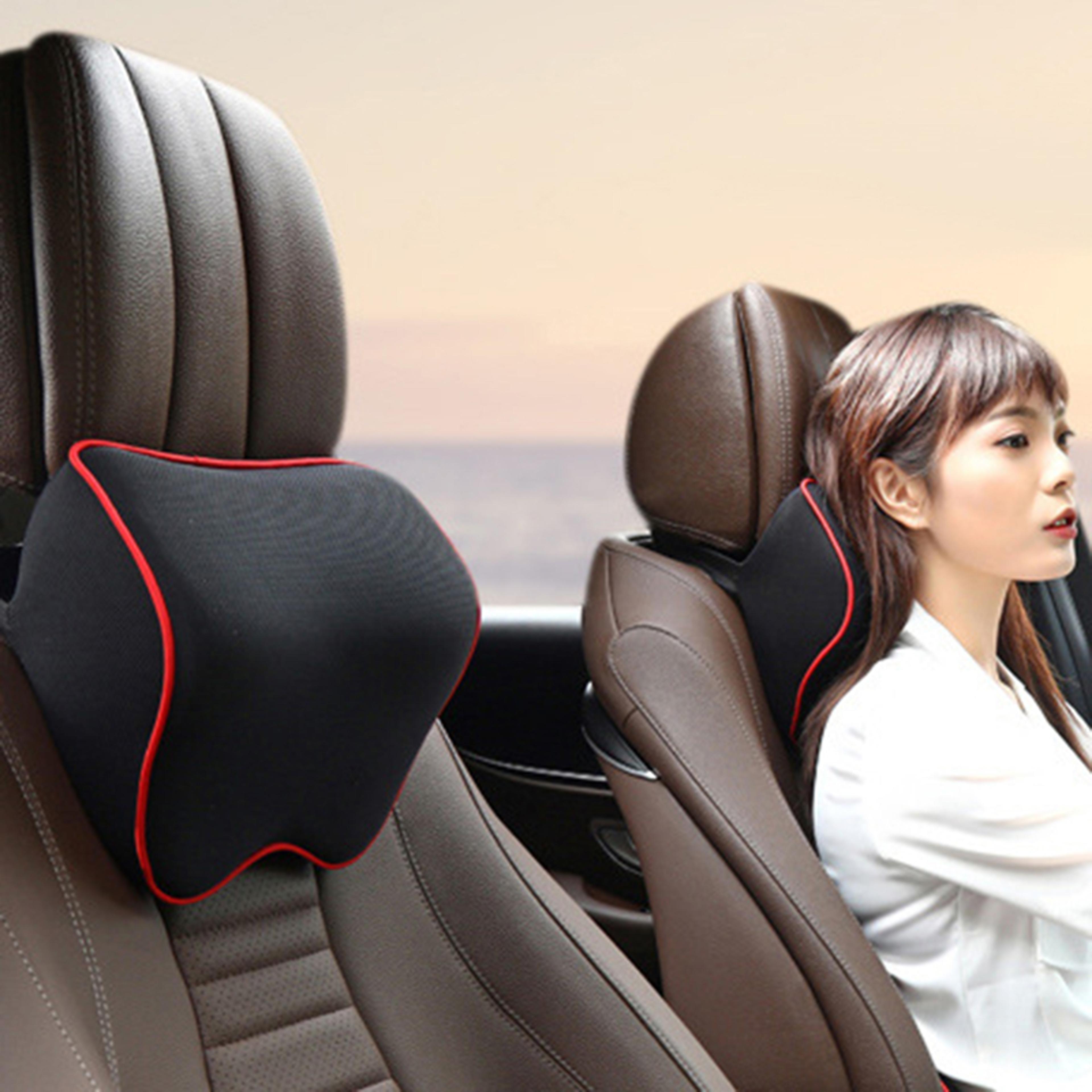 universal car neck headrest pillow, memory foam support cushion for head, neck, shoulder pain relief, adjustable auto