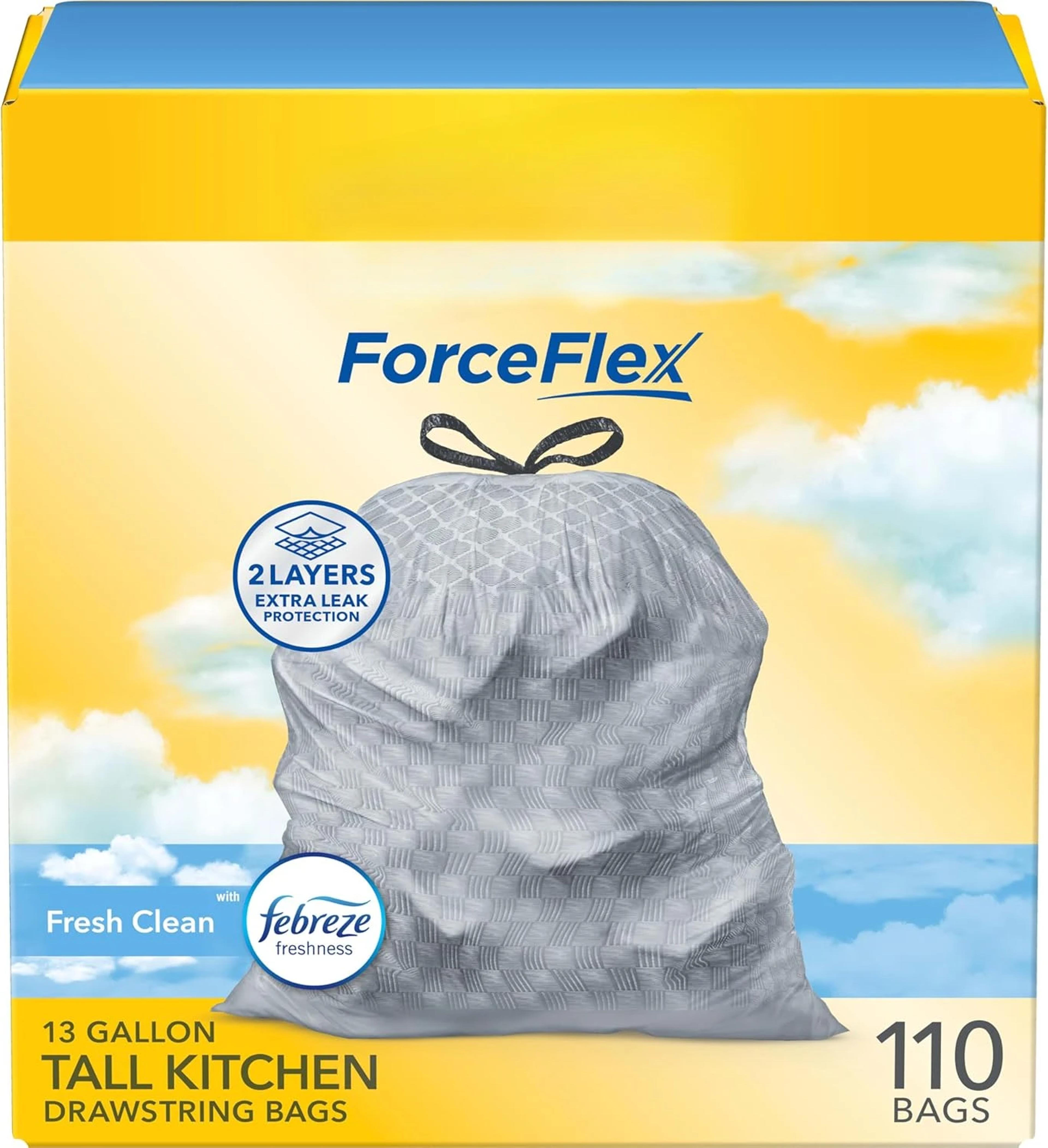high kitchen drawstring trash bags, stink shield gallon white trash bags, heavy duty odor shield garbage bags