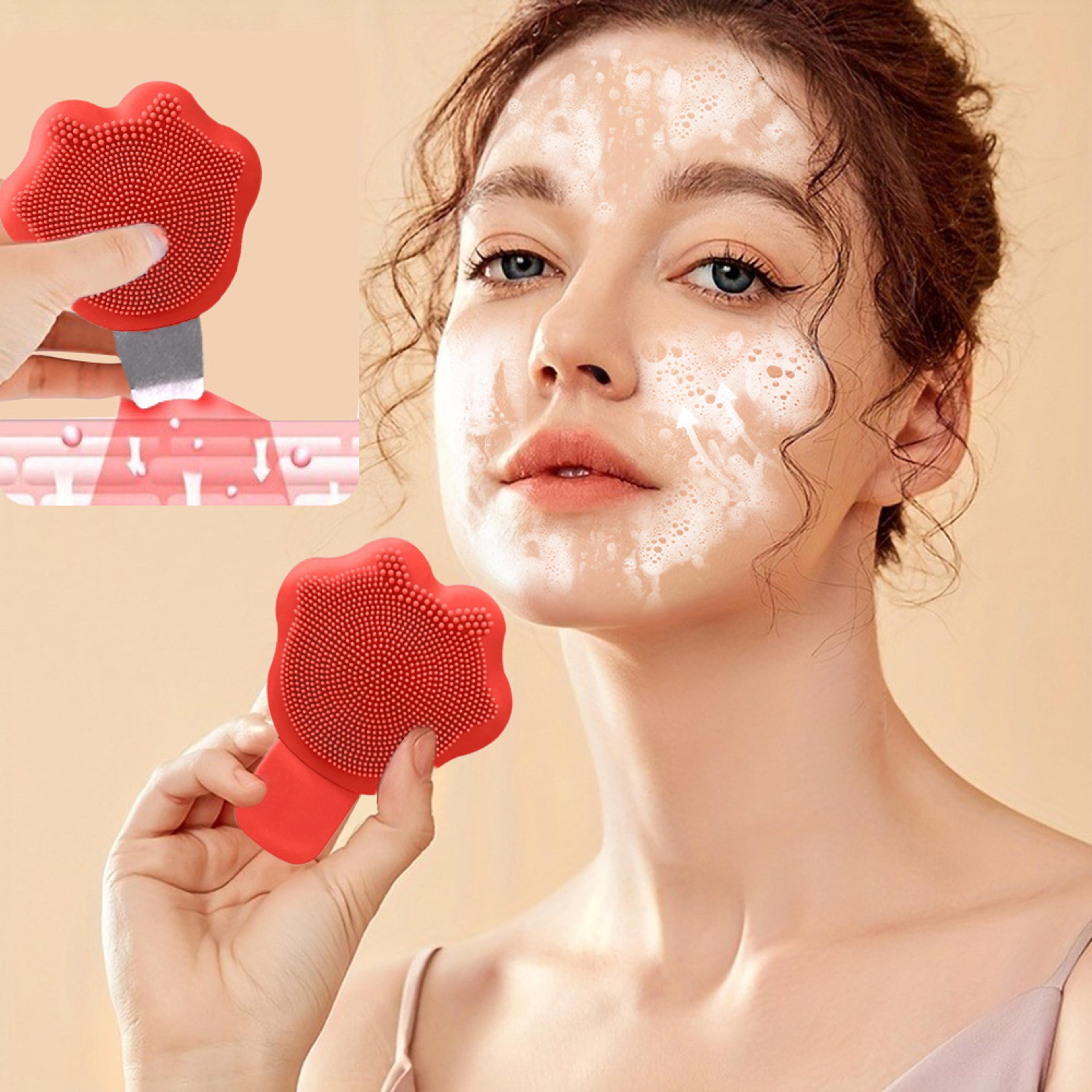 2 in 1 silicone facial cleansing brush soft head, deep pore exfoliation tool, gentle face cleaner fragrance free