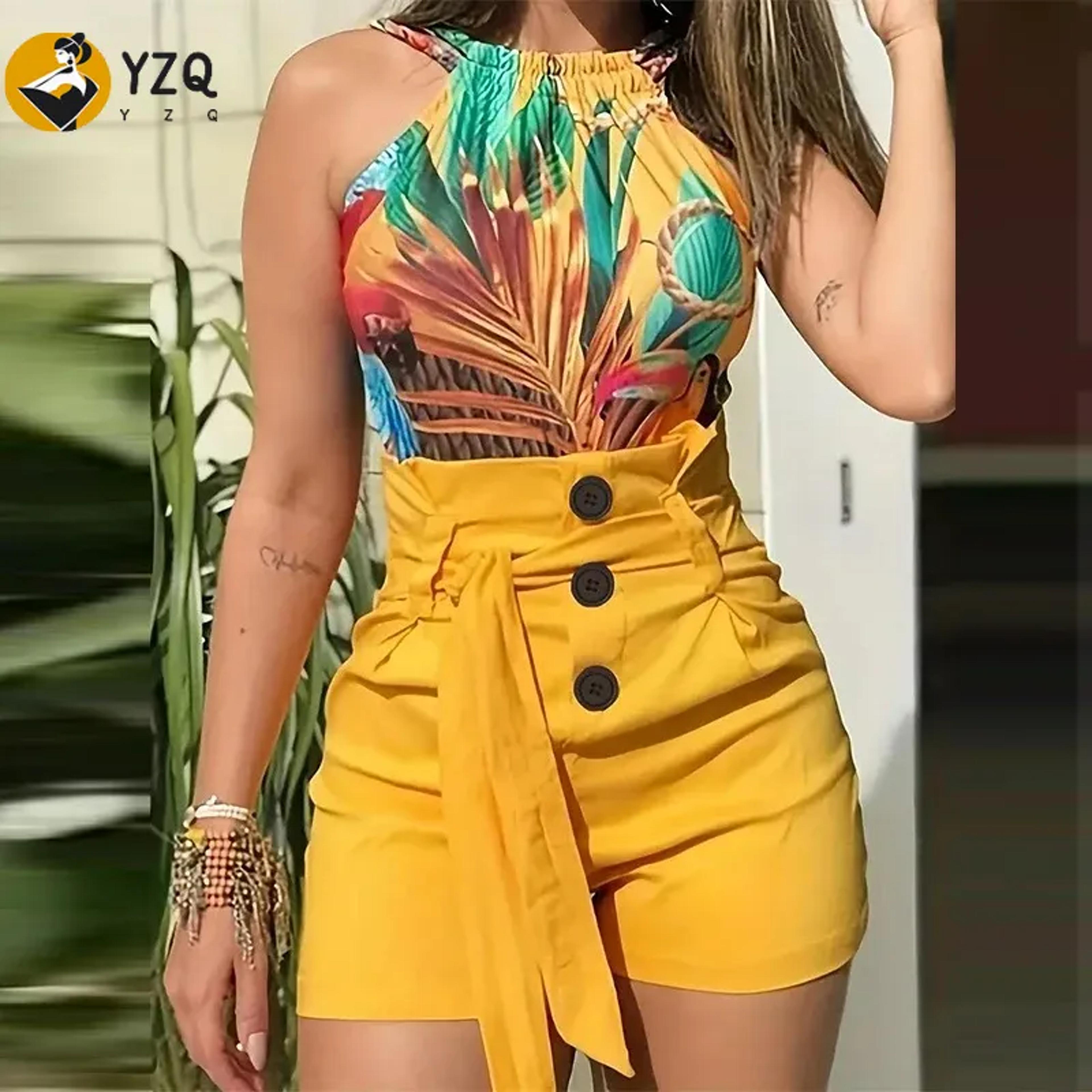 y2k summer shorts for women, high waist solid denim shorts with button front and tie waist