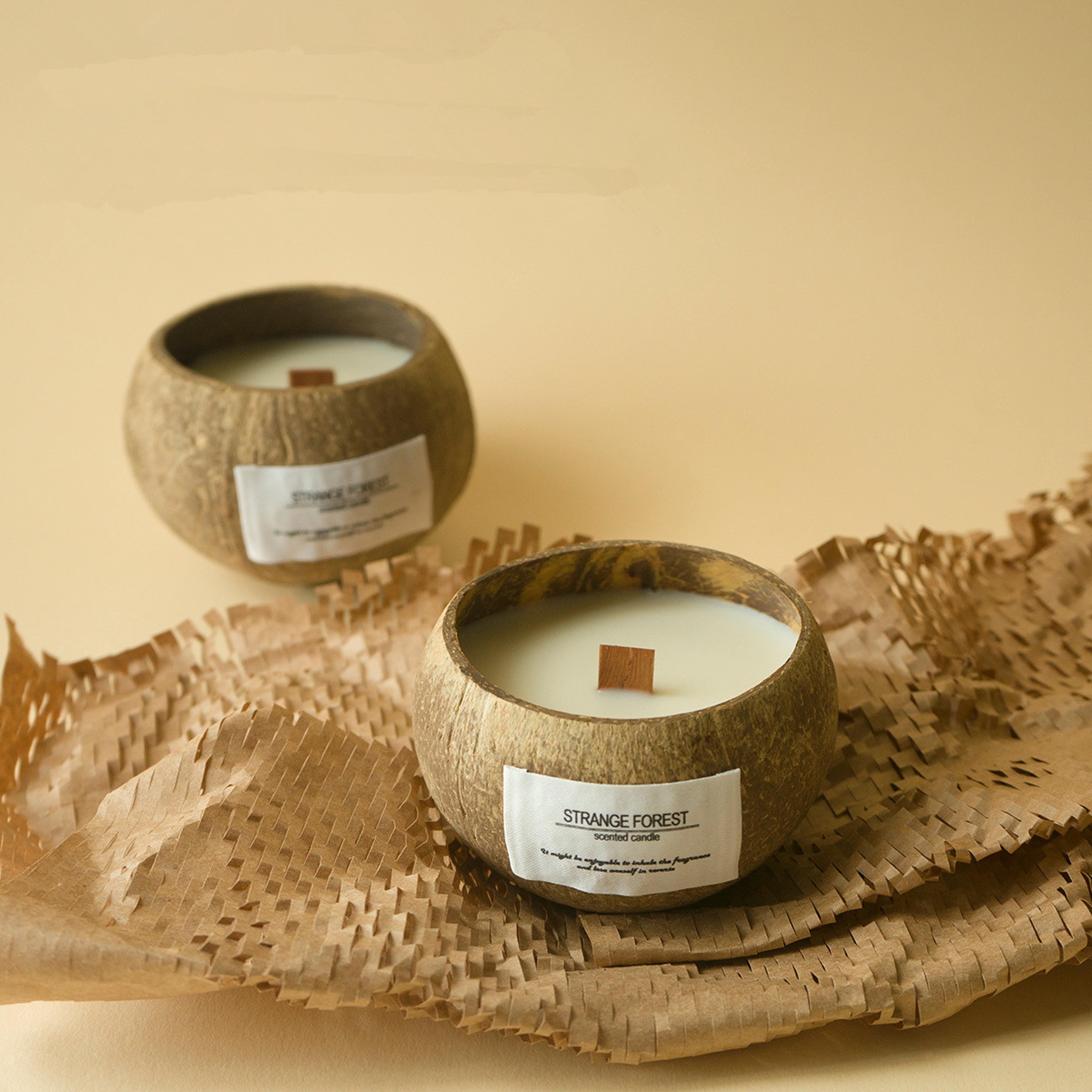 handmade coconut shell candle, natural soy wax aromatherapy candle, festival gifts, home decoration, gift