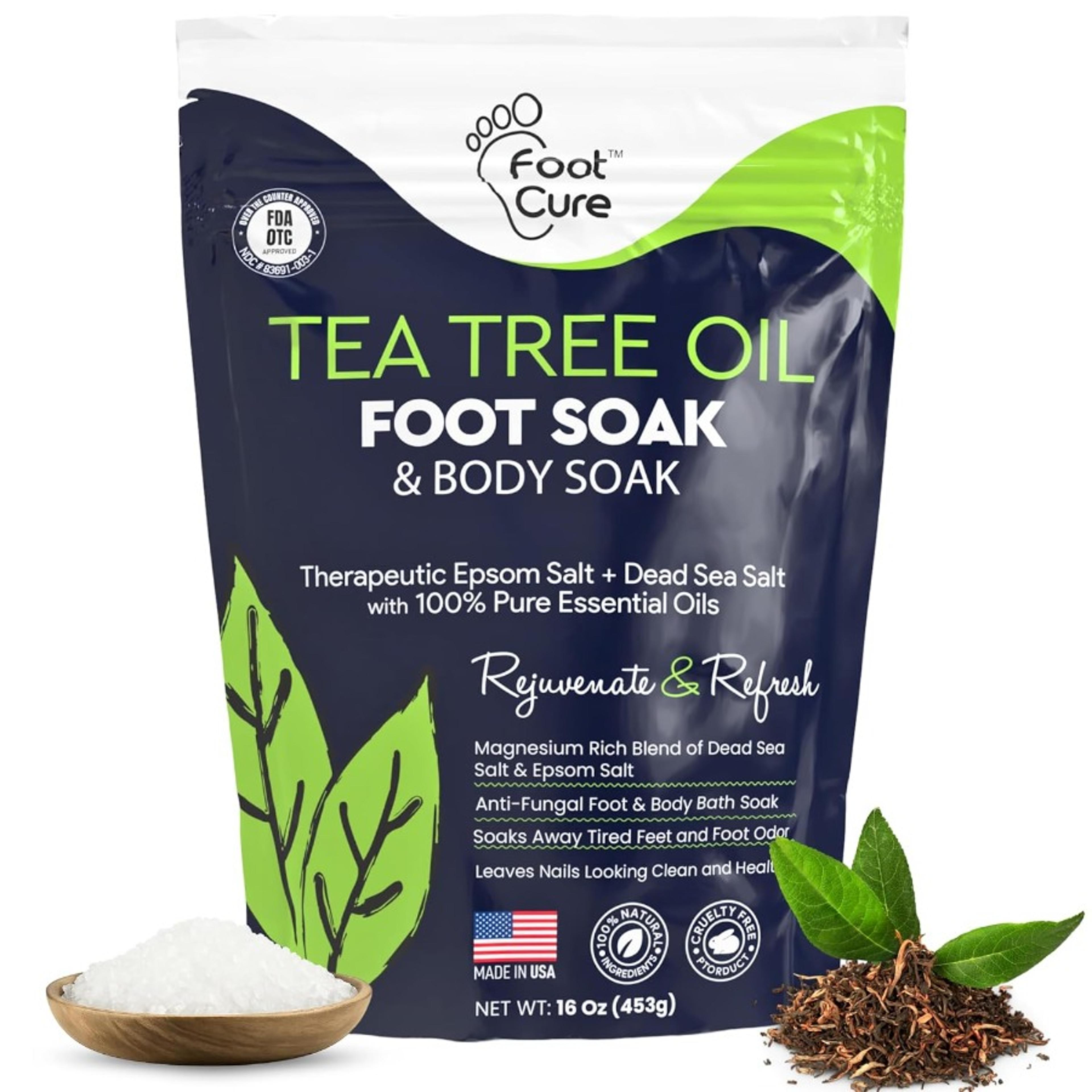 tea tree oil foot soak, soothes sore tired feet, repairs toenail, softens calluses, athletes foot treatment