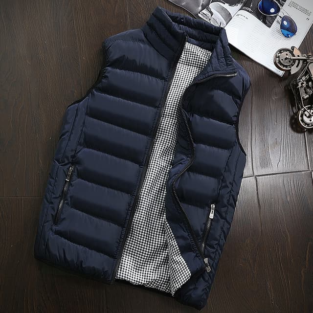 Mens Winter Vest Windproof Sleeveless Jacket Thickened Cotton Waistcoat For Warmth 0