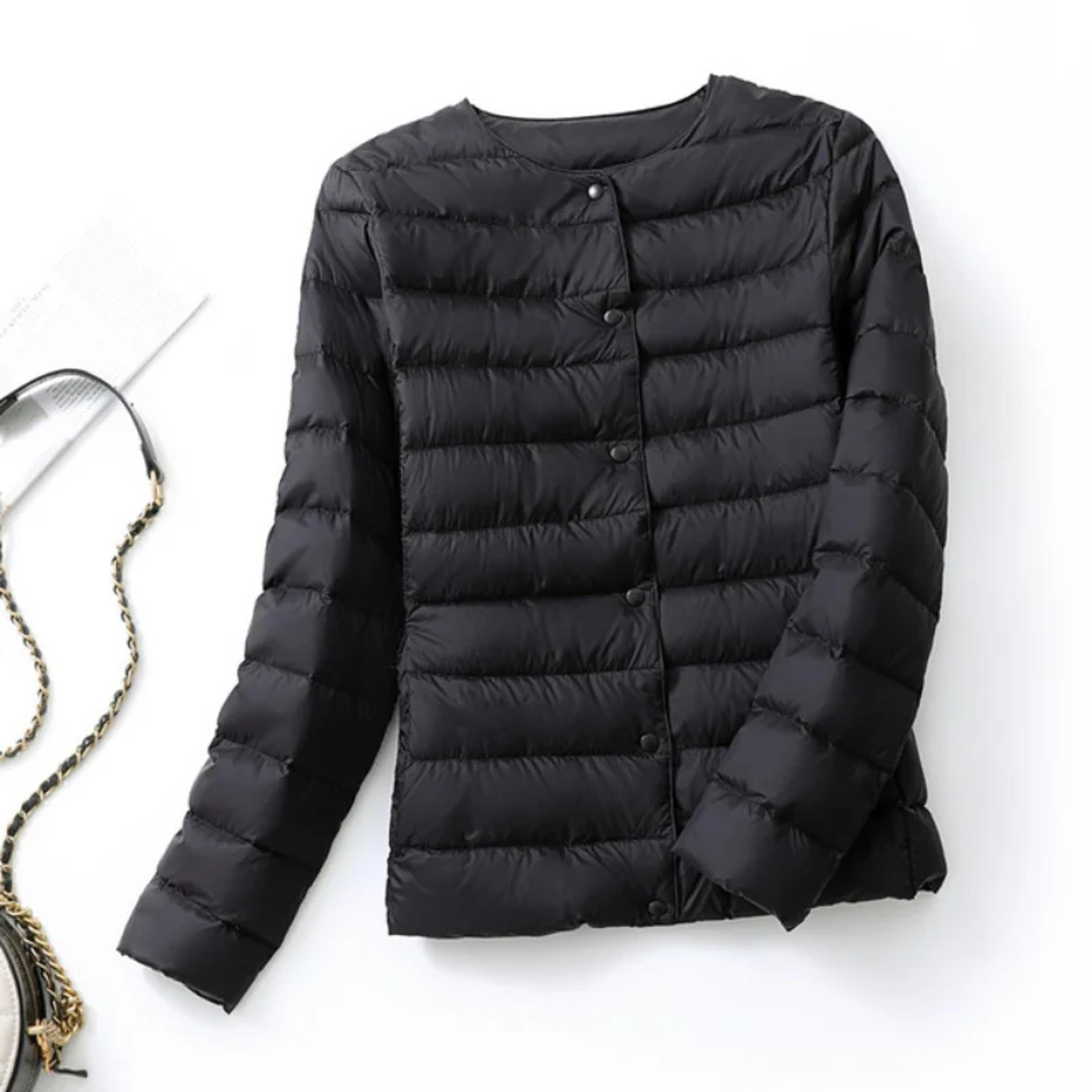 ultralight women's puffer jacket, collarless down parka, portable warm liner for spring winter