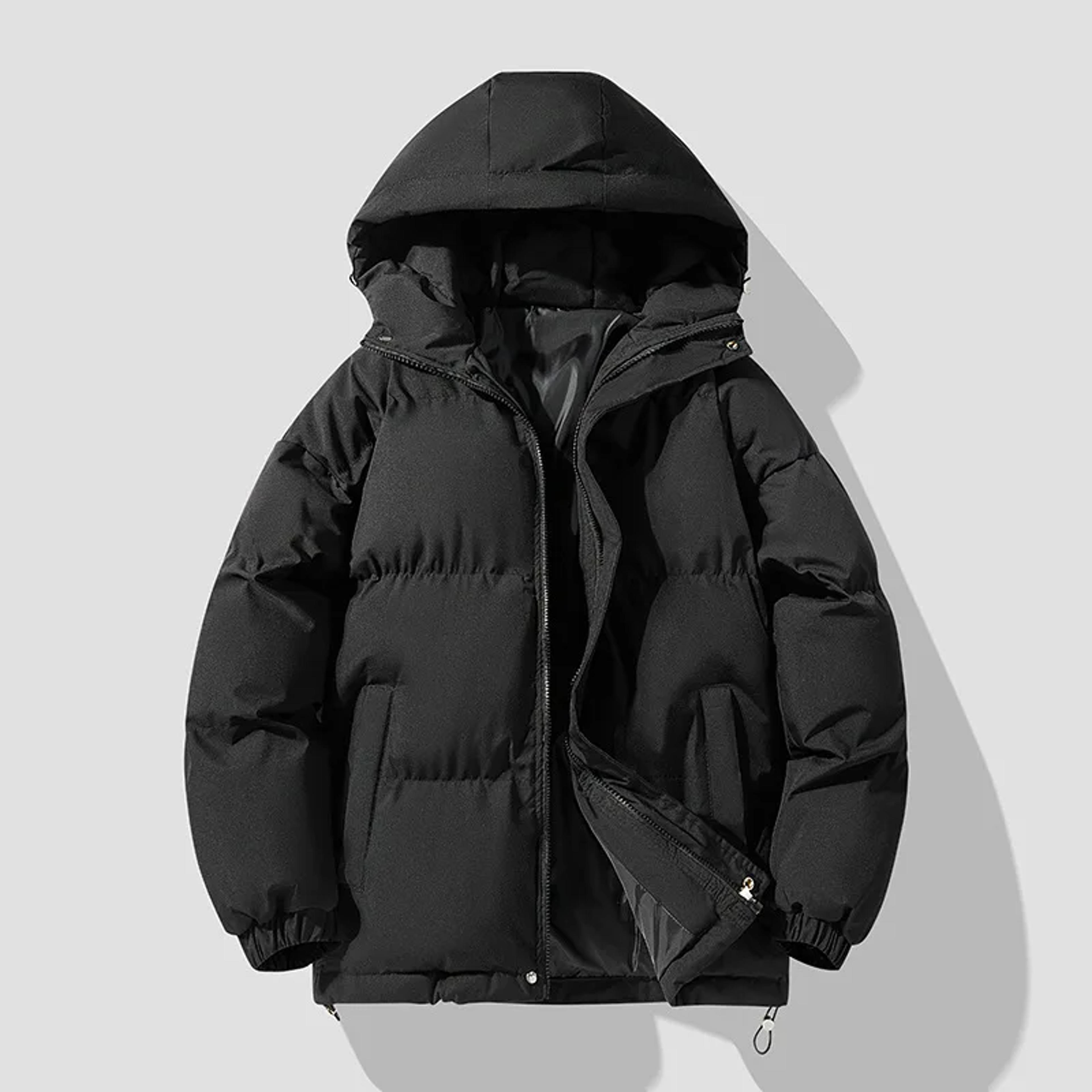 thickened down cotton padded jacket, autumn winter coat for men and women, casual loose fit hooded puffer jacket