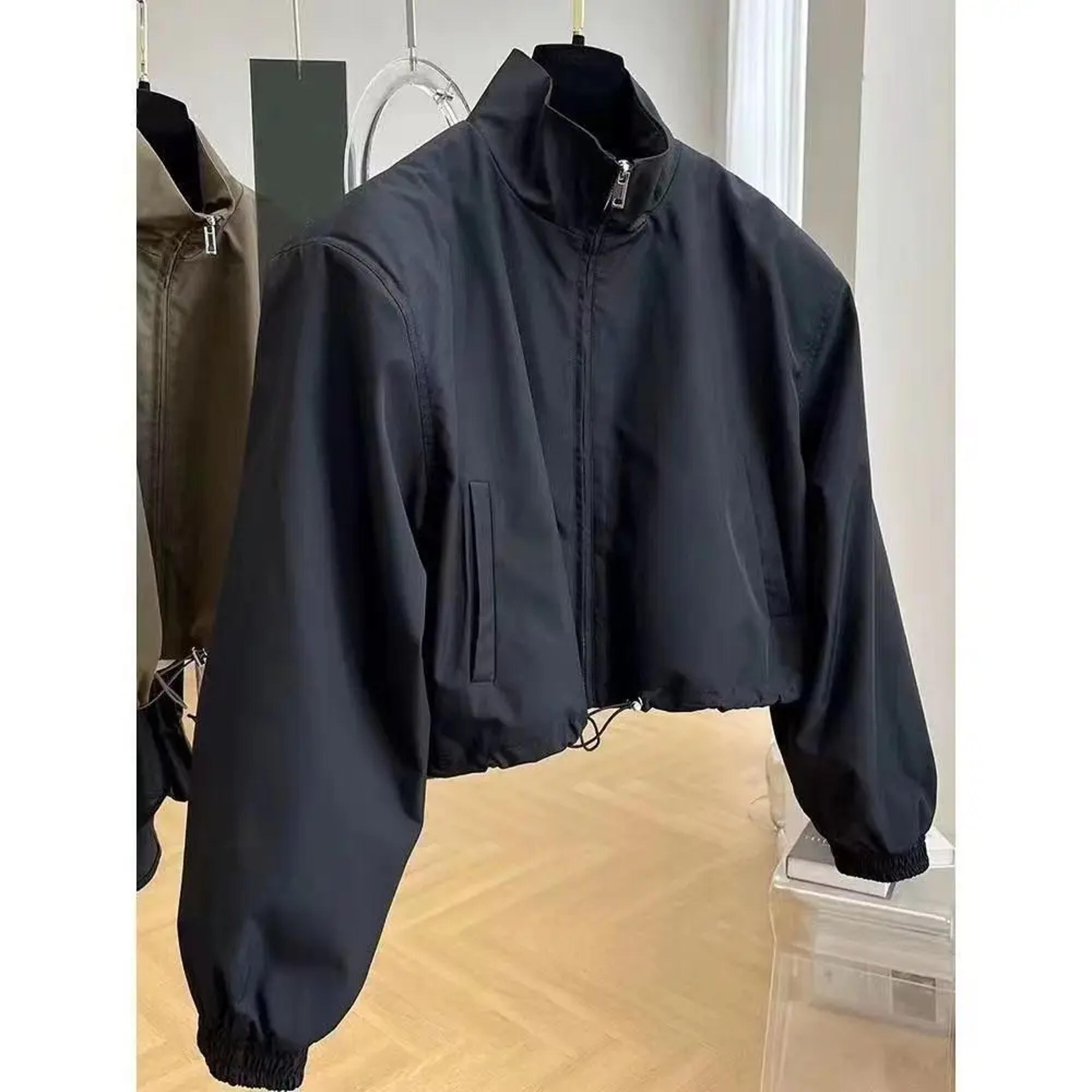 elegant short collar jacket, women's casual style, compact size workwear, personality windbreaker for spring autumn