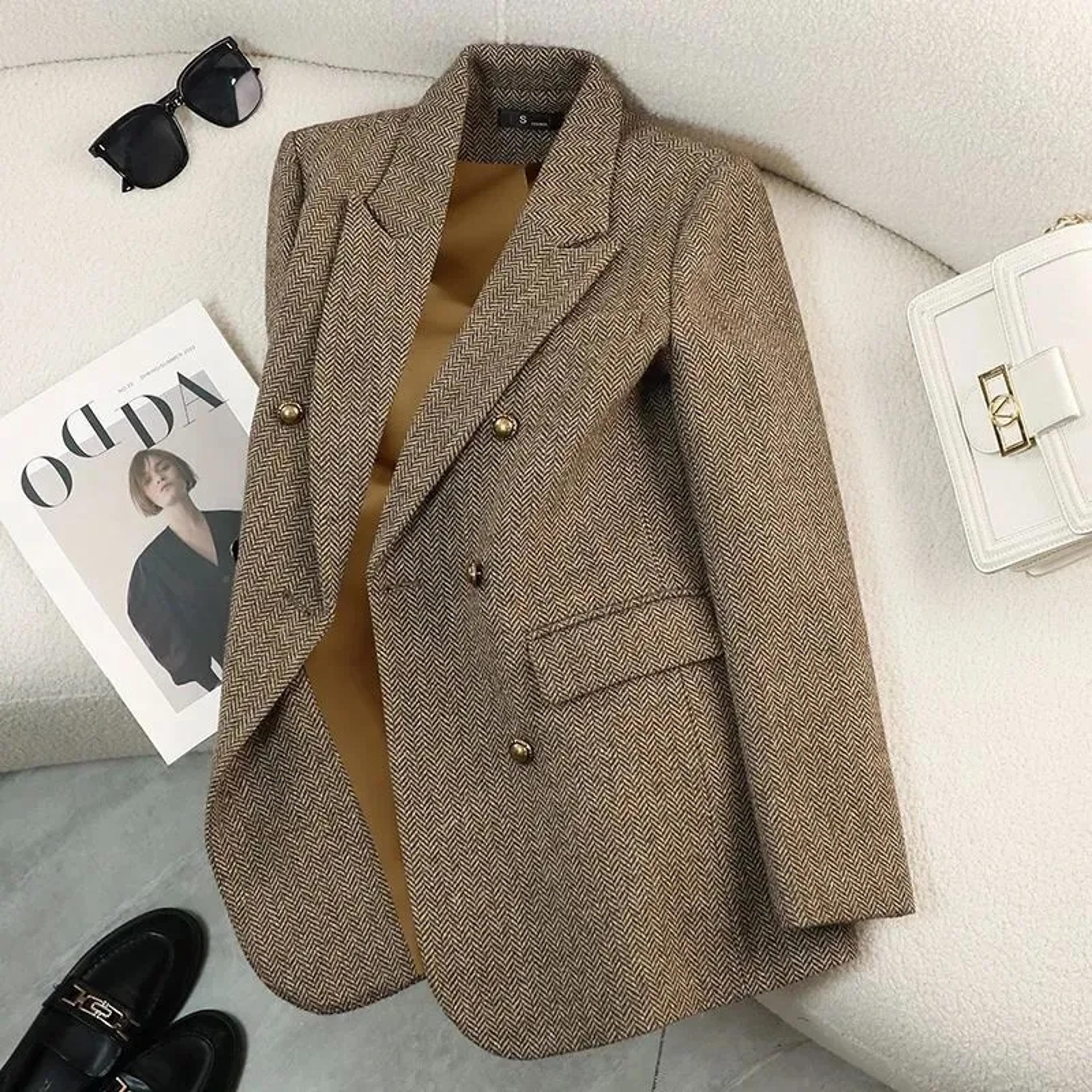 unique word pattern blazer, high-quality women's suit jacket, cool design autumn winter coat, new female tops
