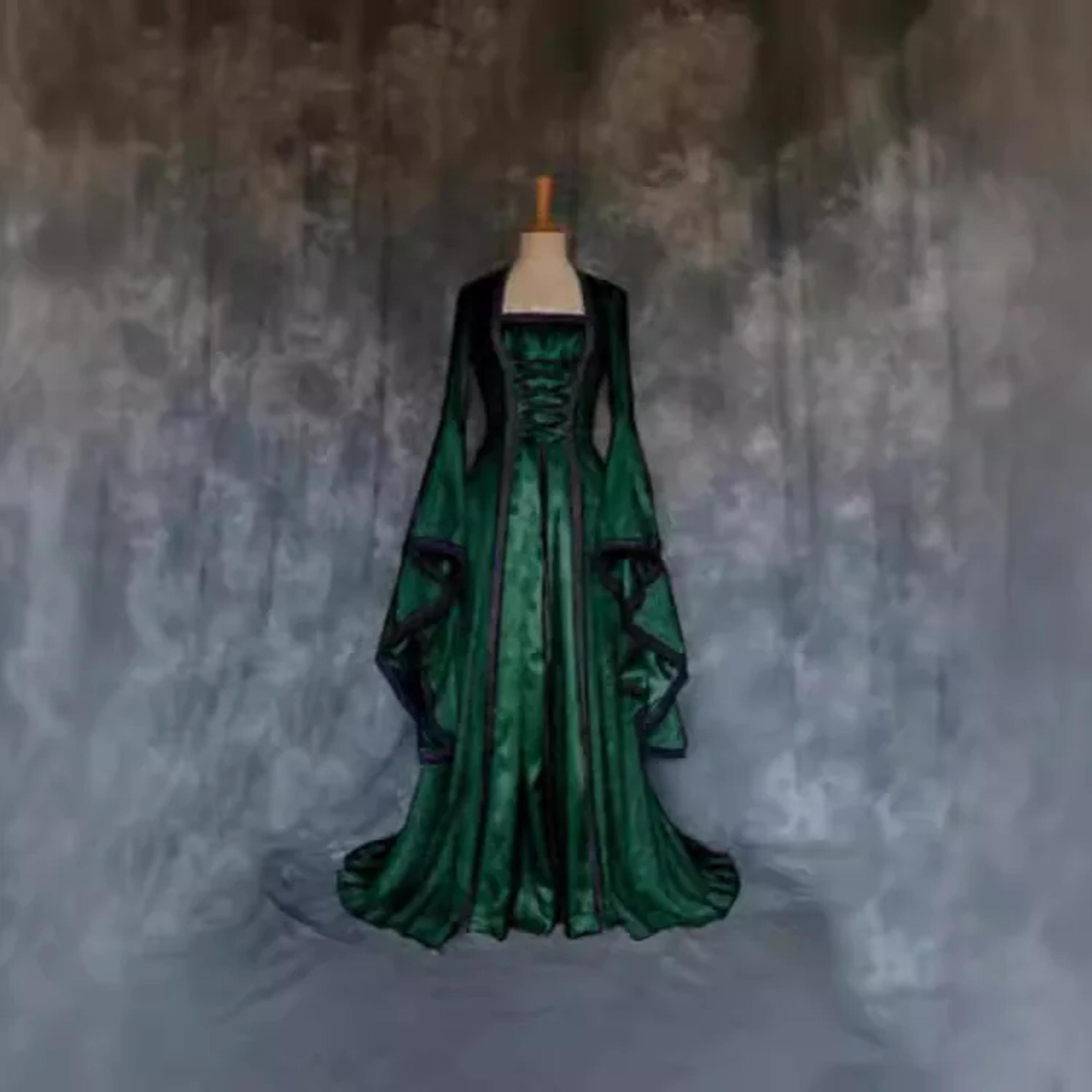 new vintage dress, elegant century long dress, fashionable vintage style for halloween