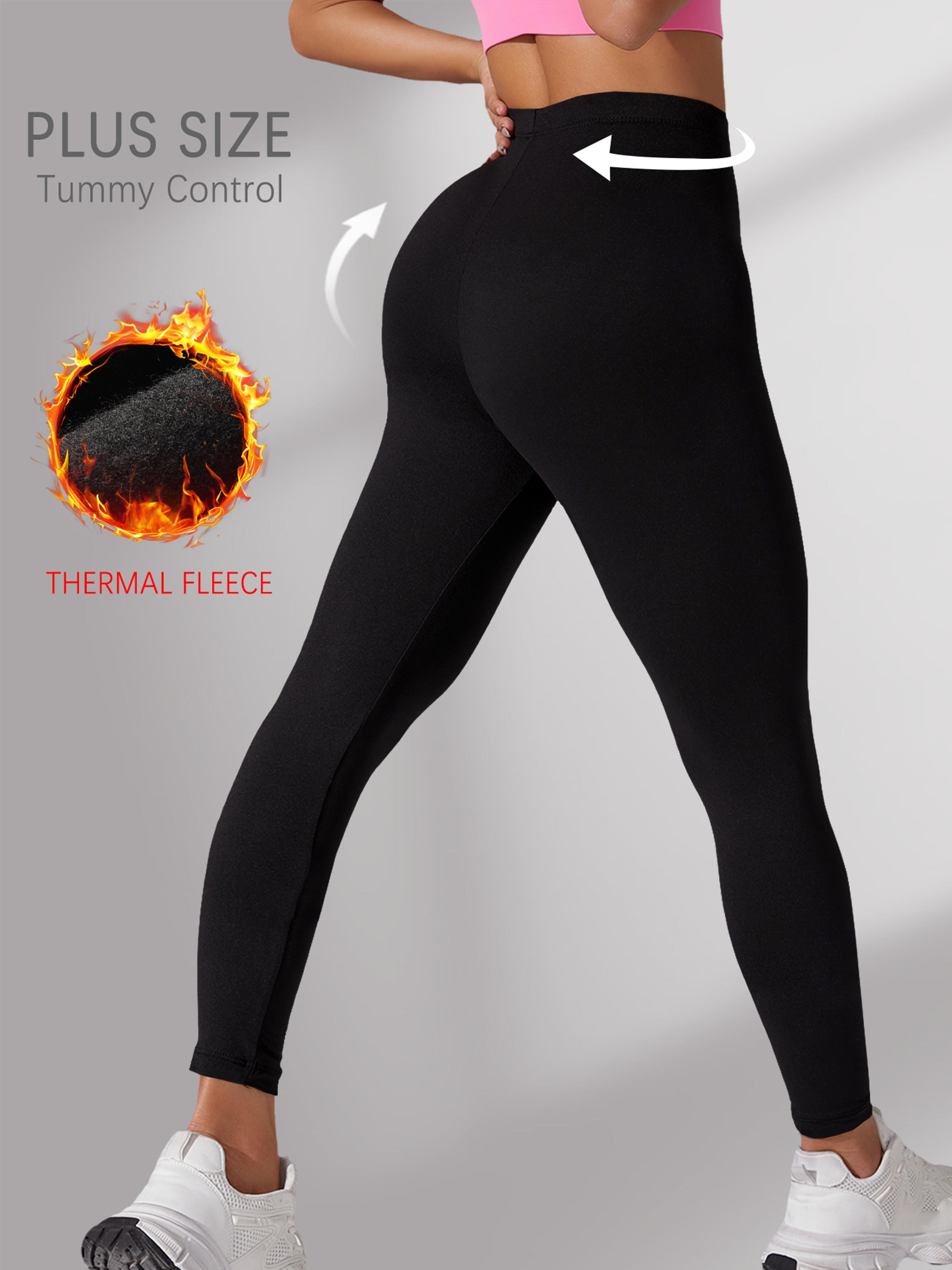 super soft fleece lined leggings, plus size thermal winter pants, for cold weather running, yoga, and workout