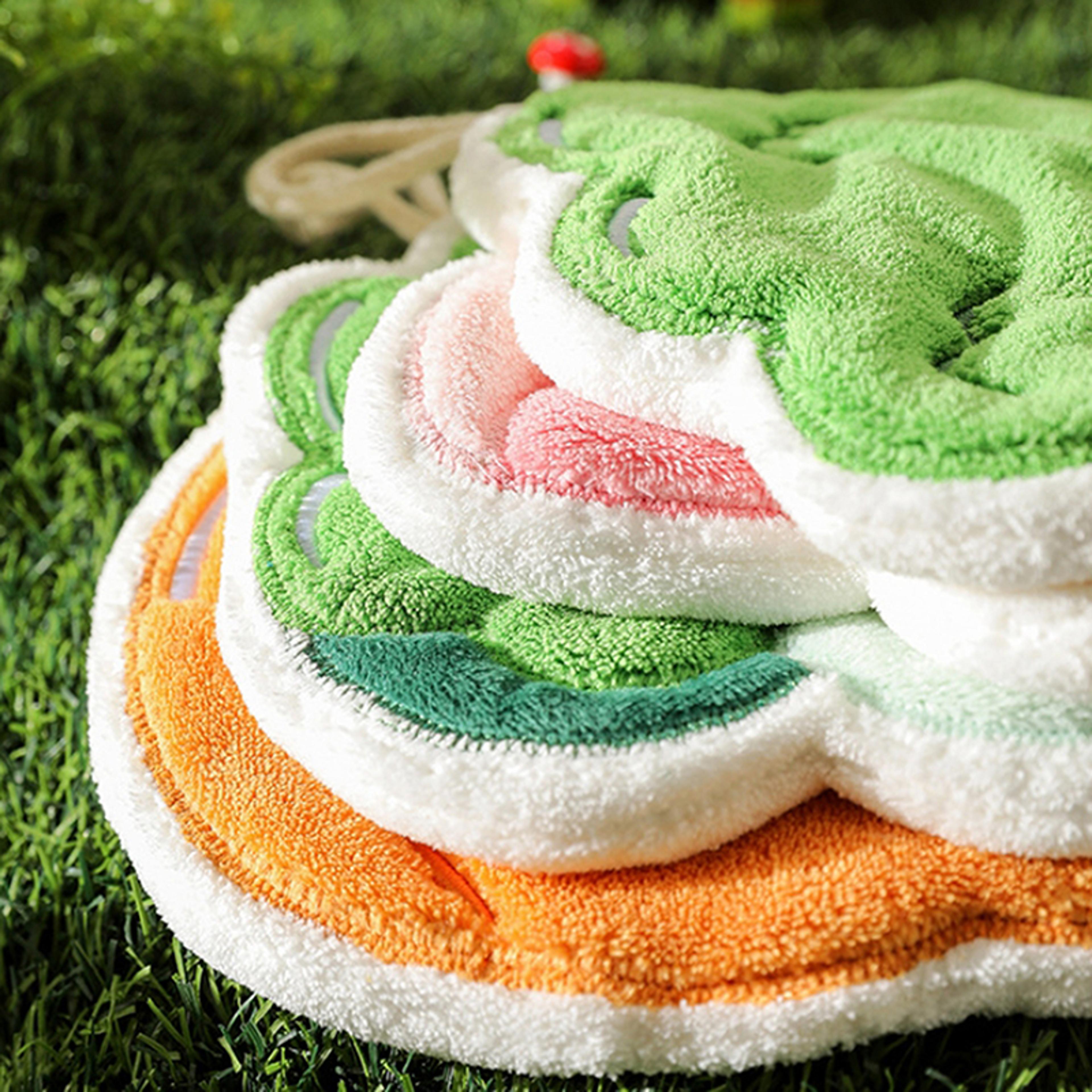 cartoon vegetable hand towel, super absorbent, quick dry wipe handkerchief with hanging loop