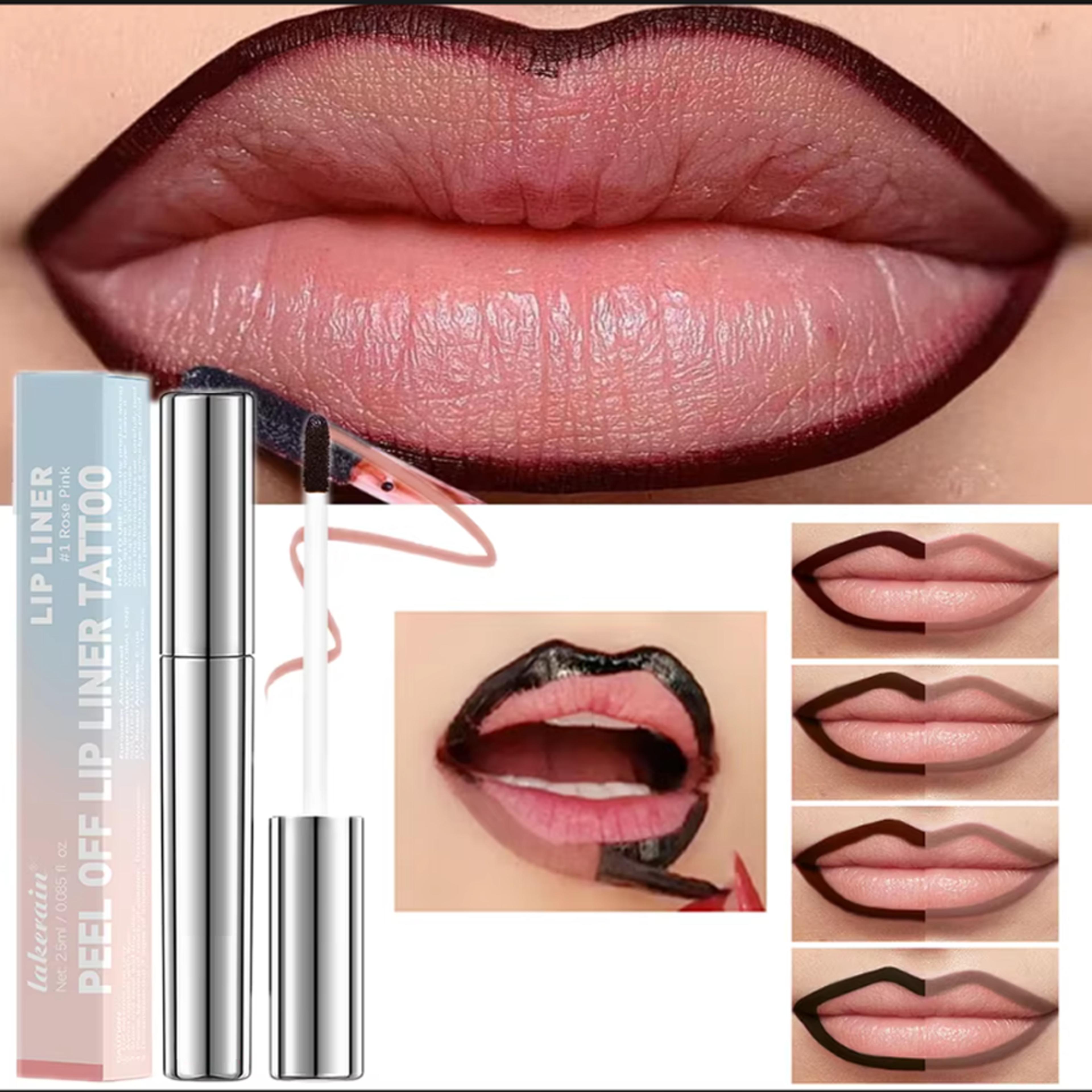 peel off tattoo waterproof lip liner, lipgloss matte lip tint, long lasting brown contour lip stain