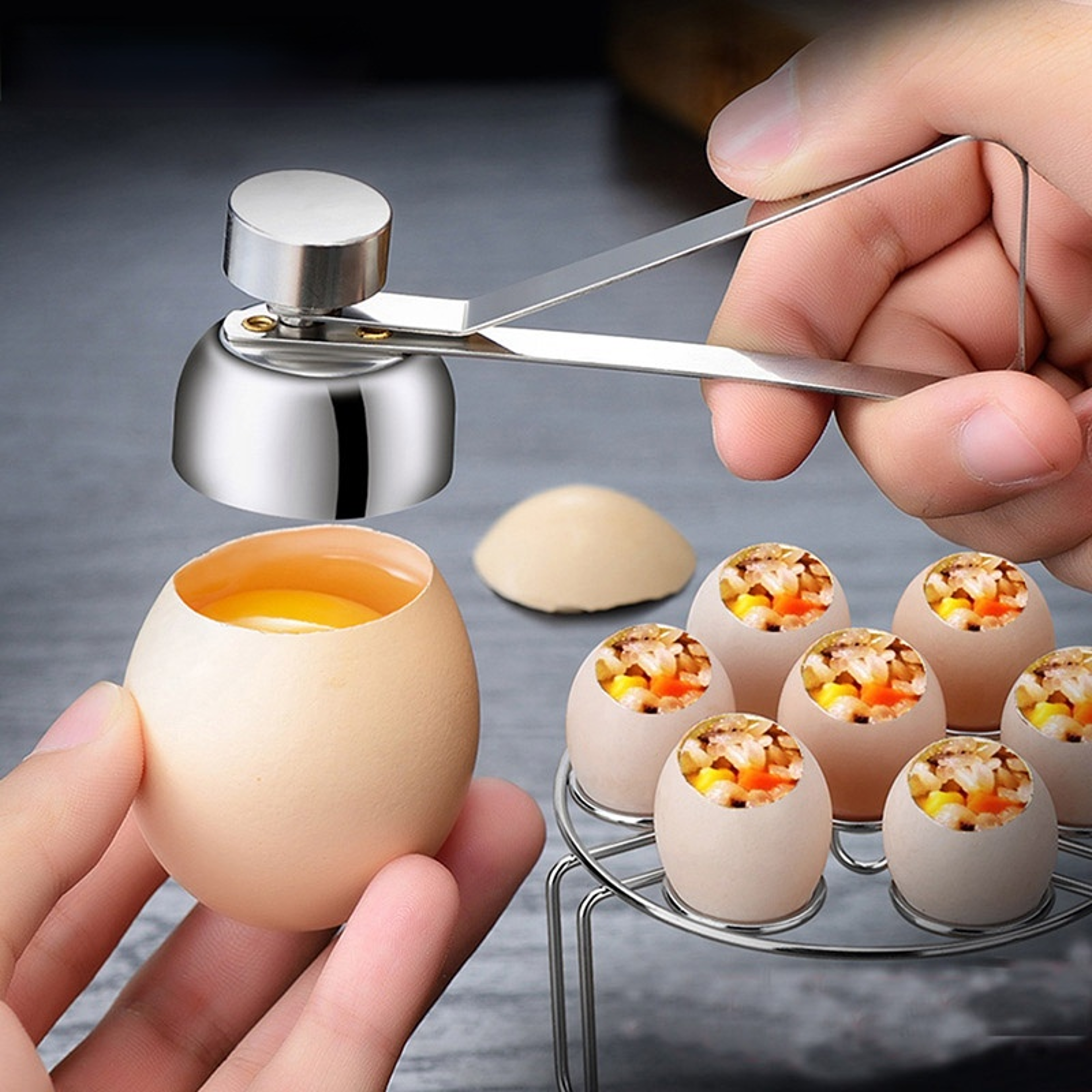 professional stainless steel egg topper cutter precision egg opener kitchen tool