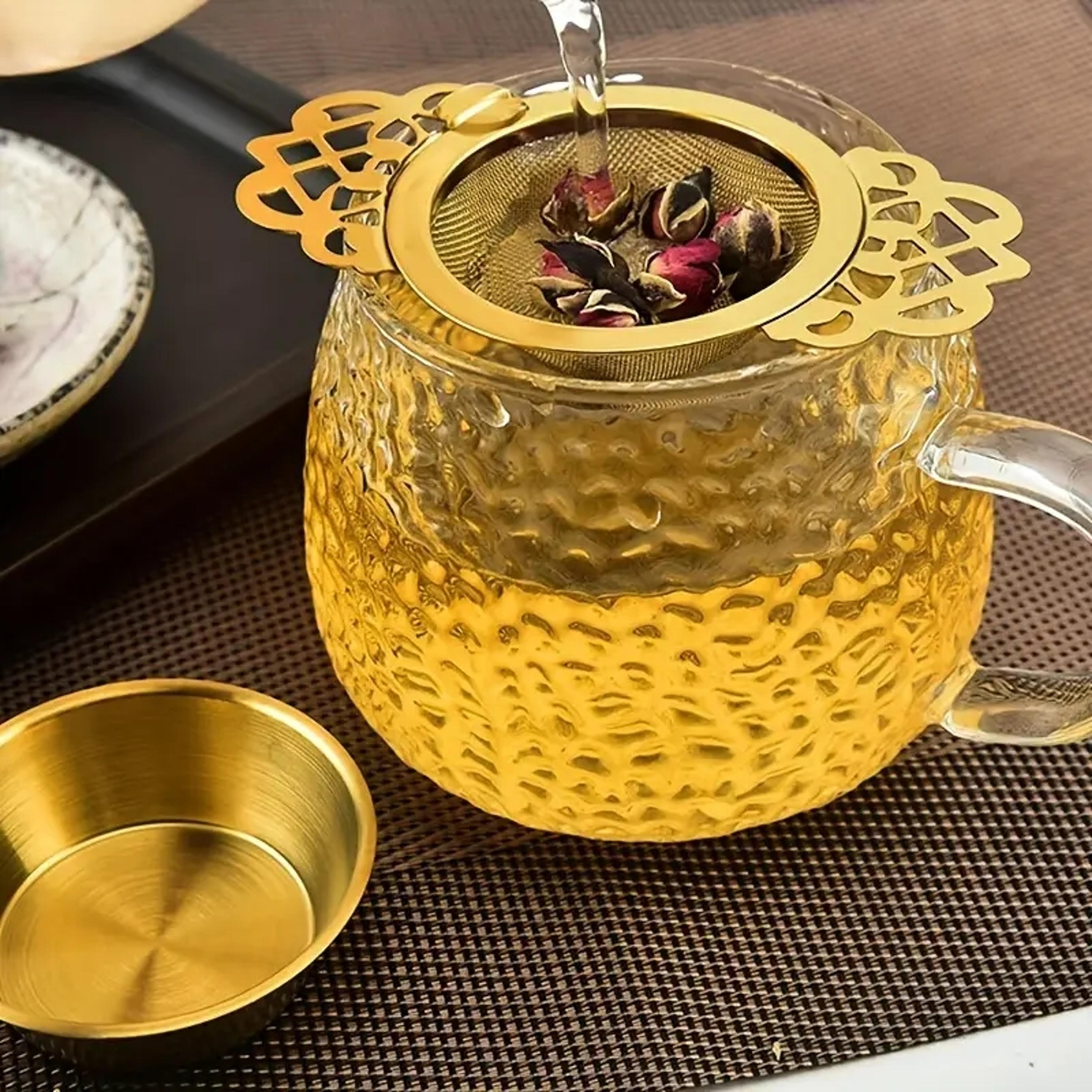 premium double handle stainless steel tea infuser fine mesh loose leaf tea strainer for perfect brew