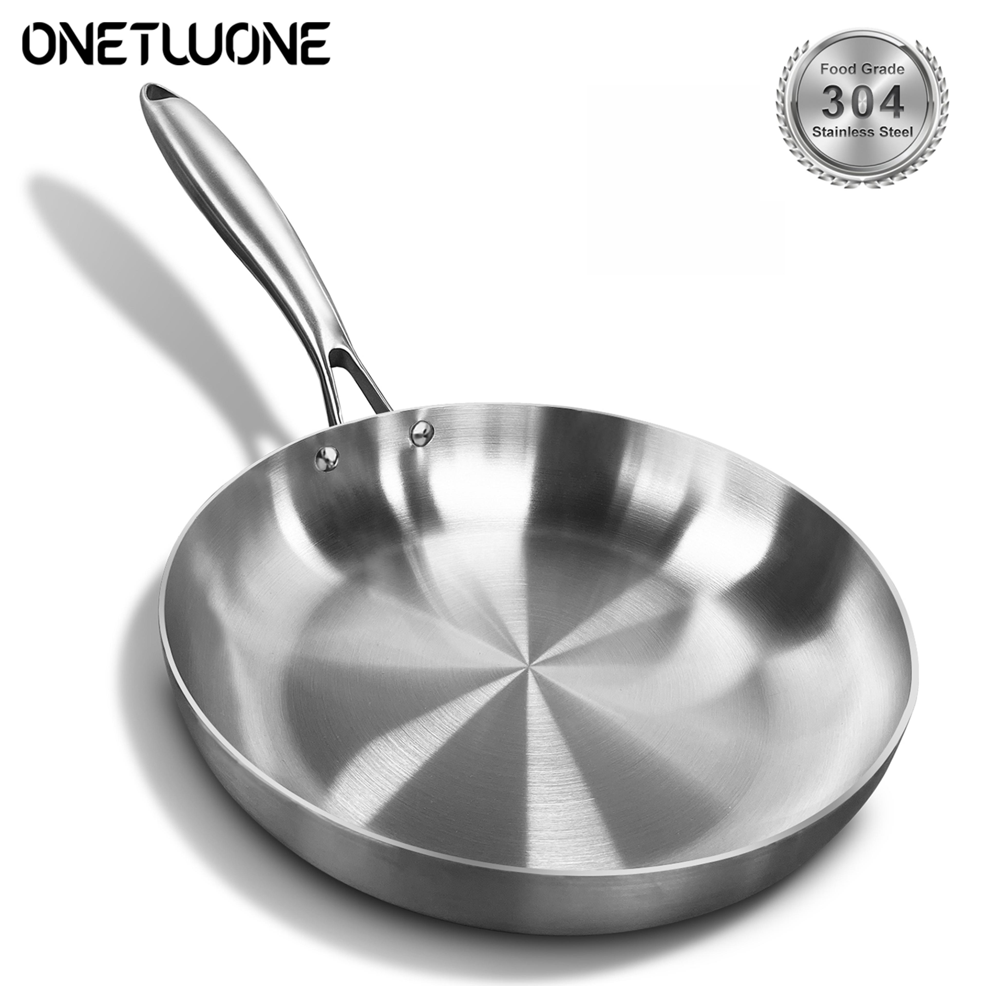 premium stainless steel frying pan induction compatible cookware gas stove & steak searing pan