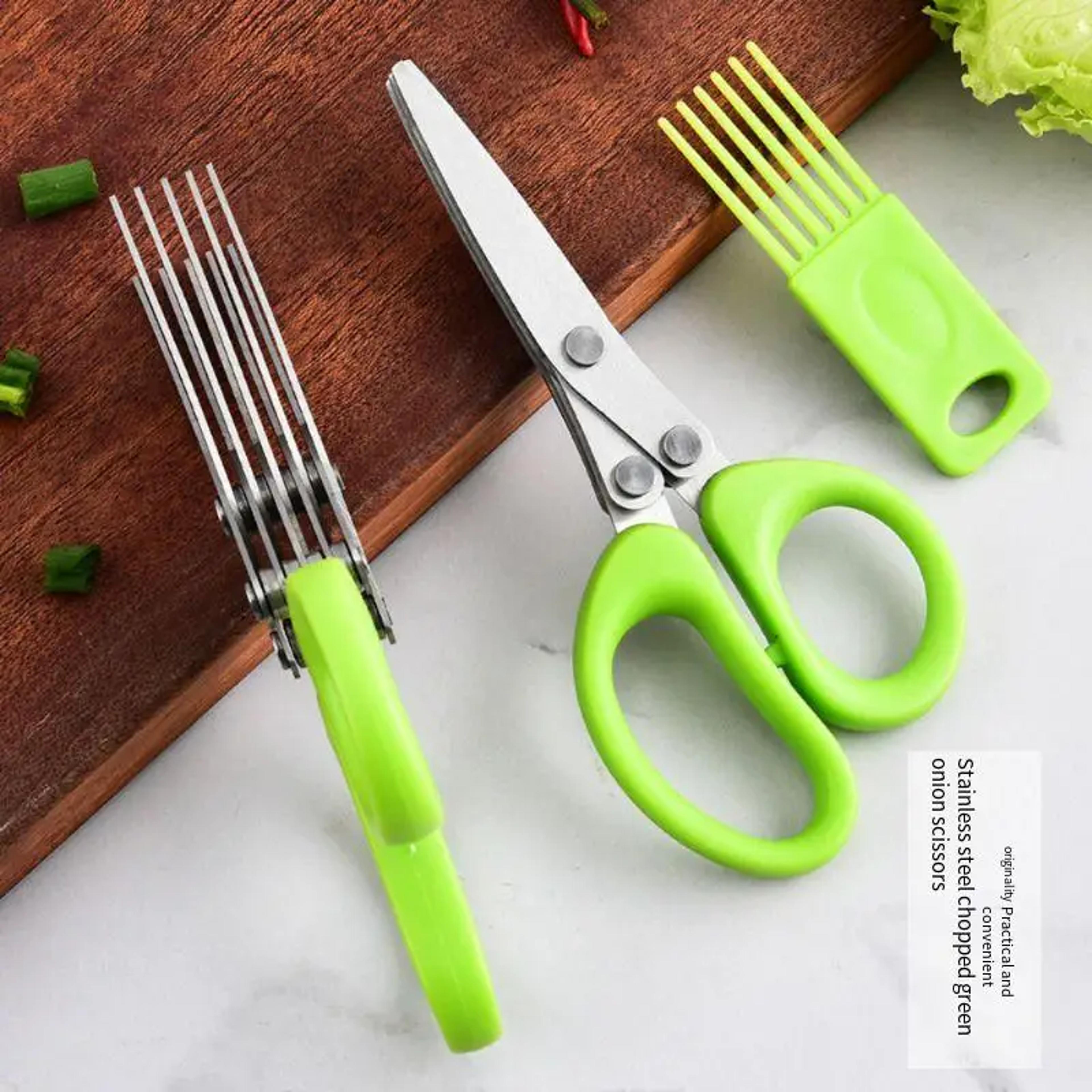 layer multifunction kitchen scissors premium stainless steel herb & vegetable chopper