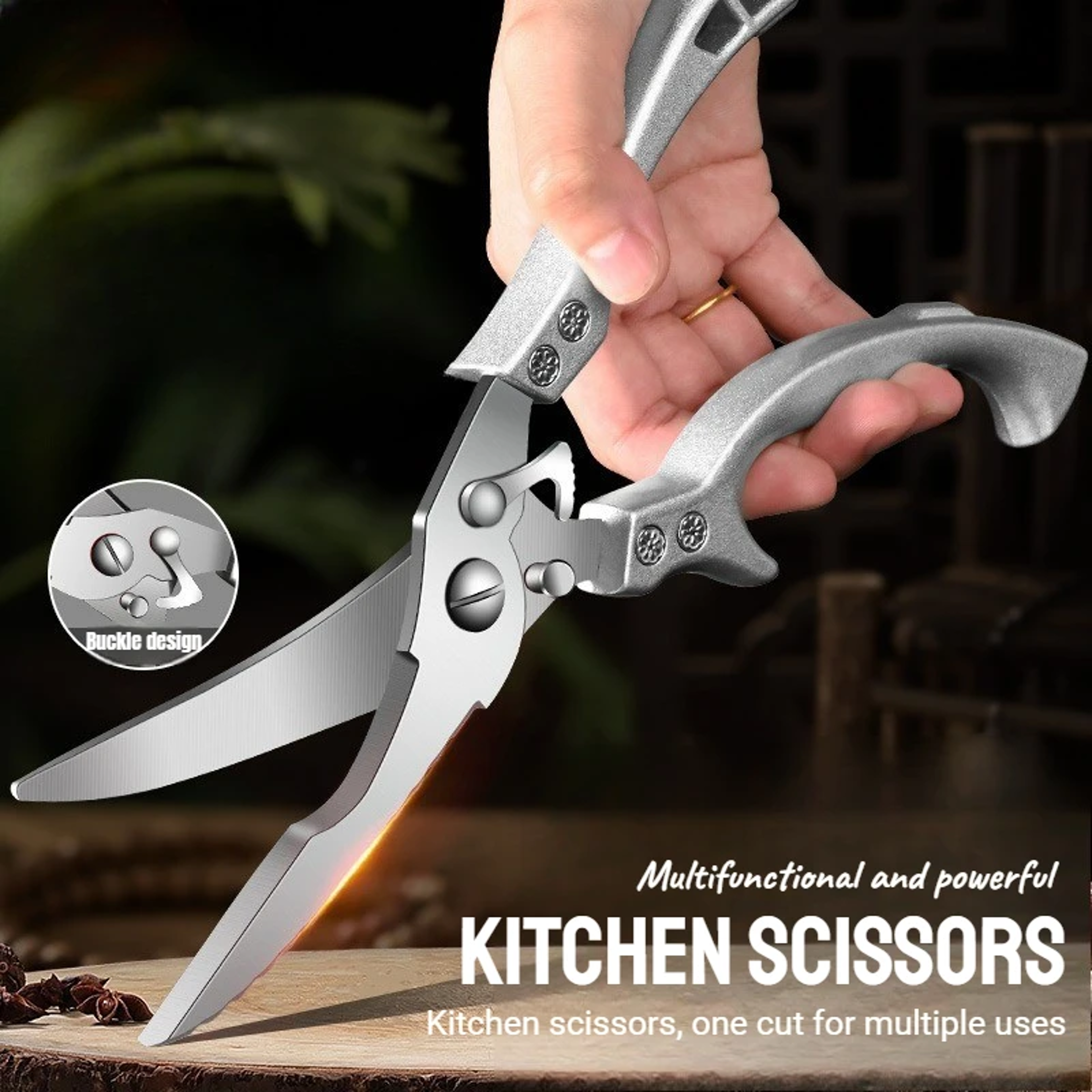 heavy duty stainless steel kitchen shears premium chicken bone & bbq scissors