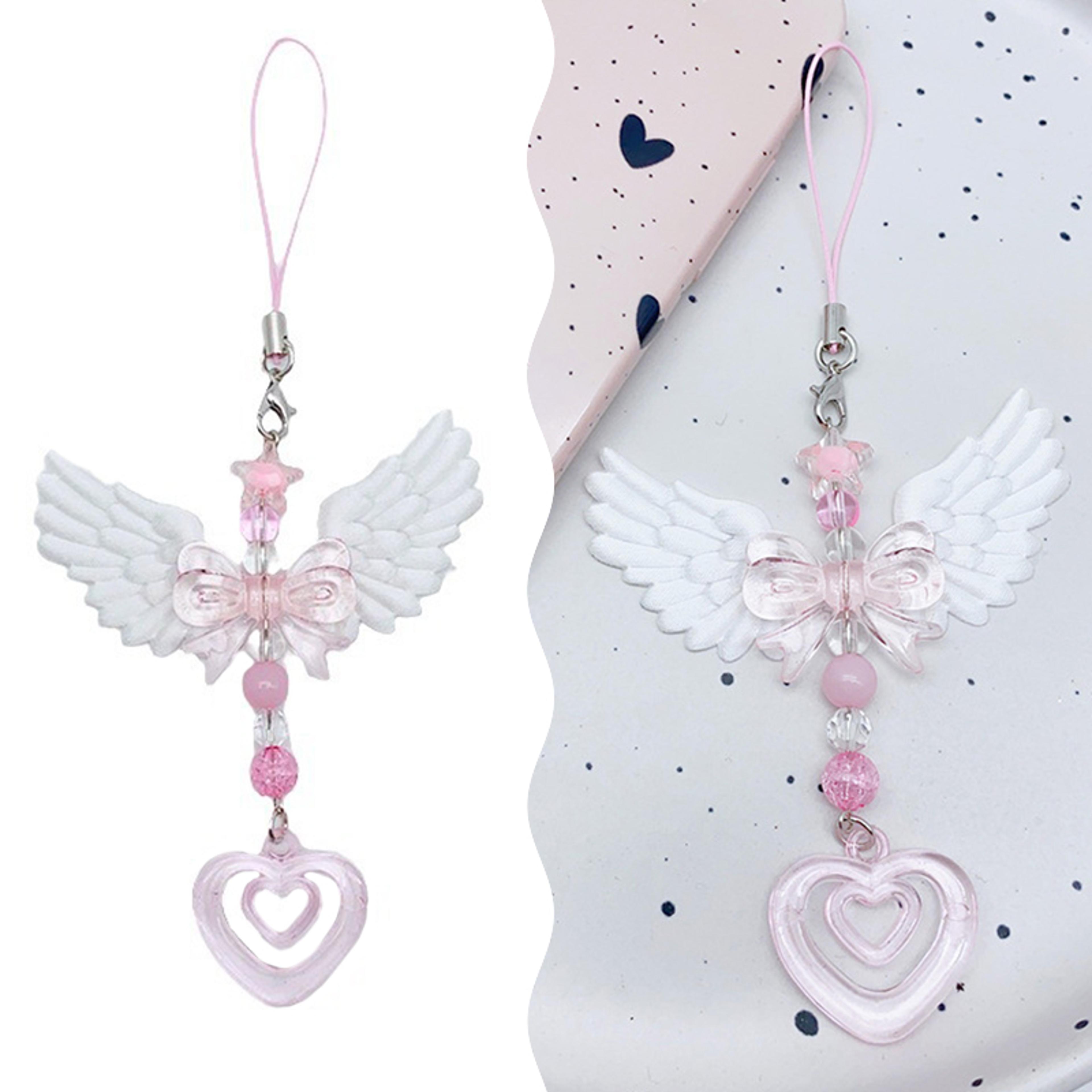 charming heart wing bow phone charm & bag accessory