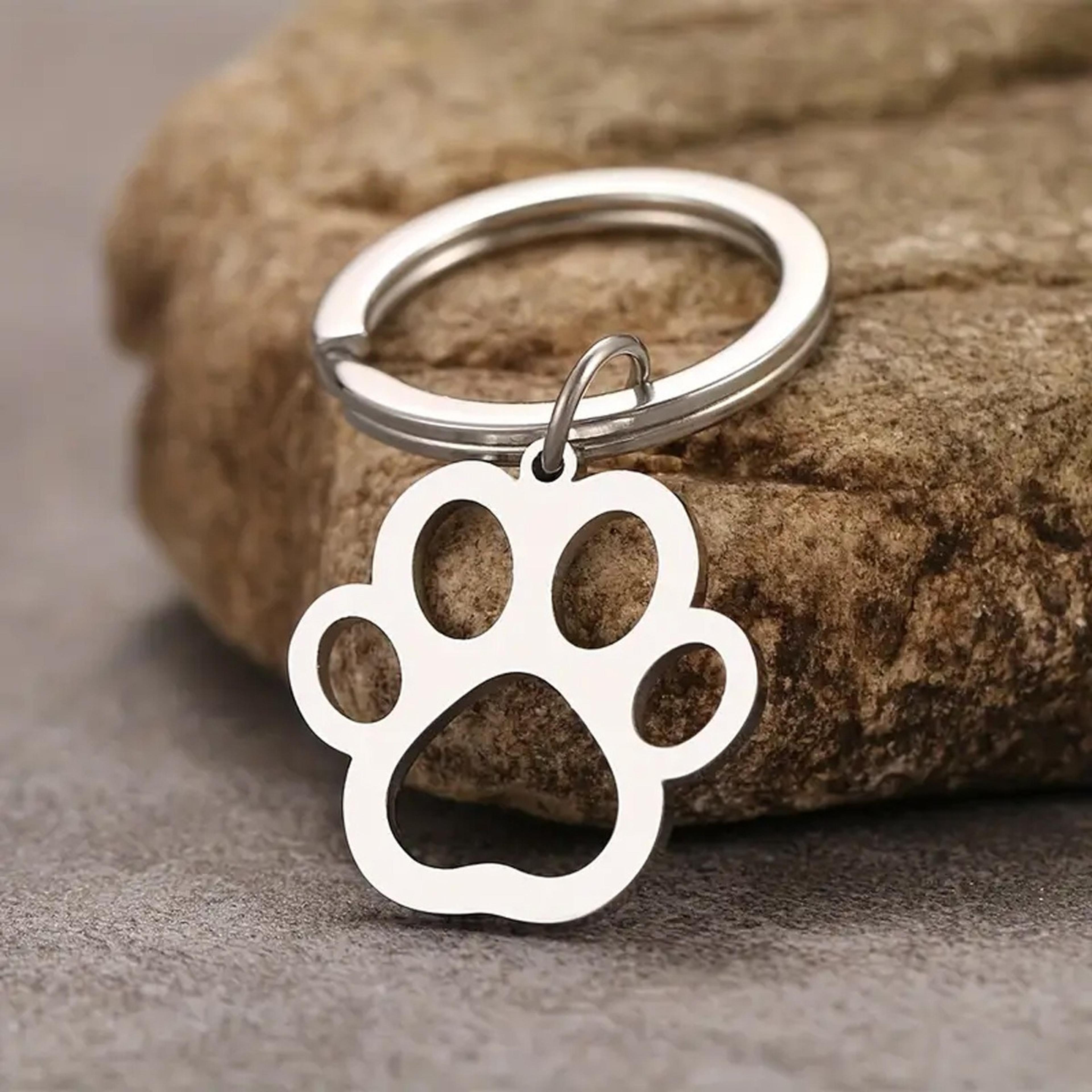 pawprint stainless steel dog paw keychain charm for keys and bags