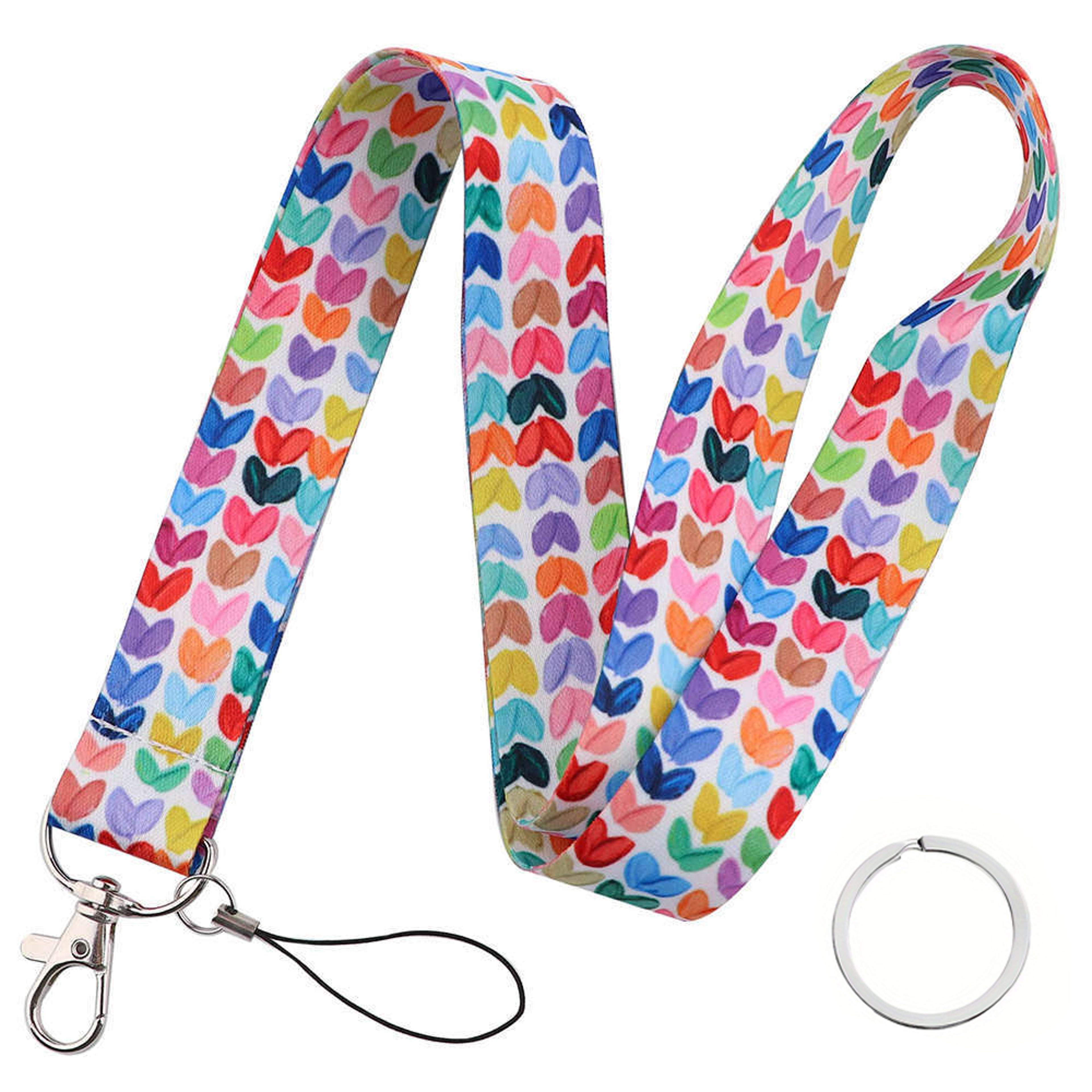 heart charm teacher lanyard badge holder for keys id cards & work passes