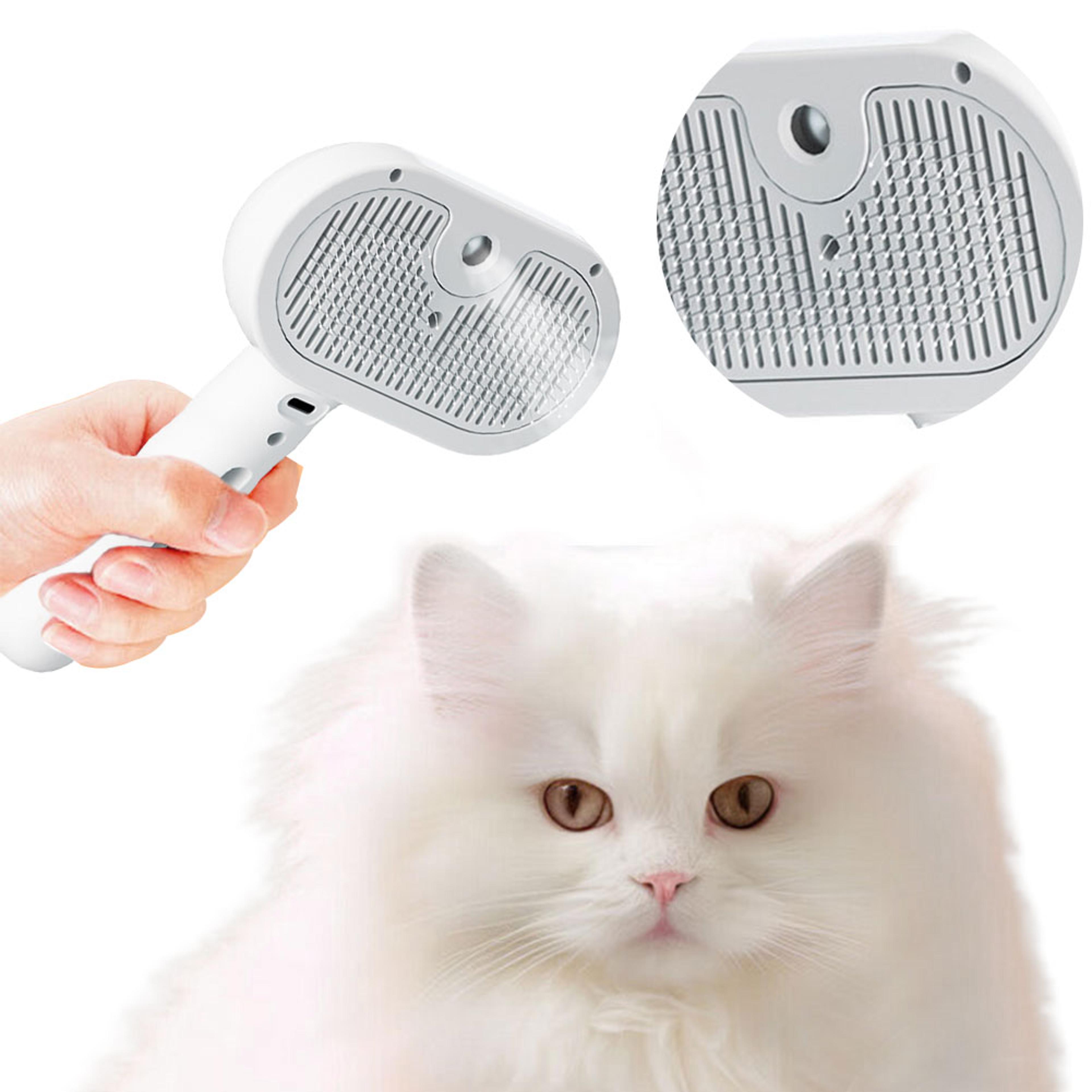 steam glow self cleaning cat grooming brush for shedding, massage & fur care