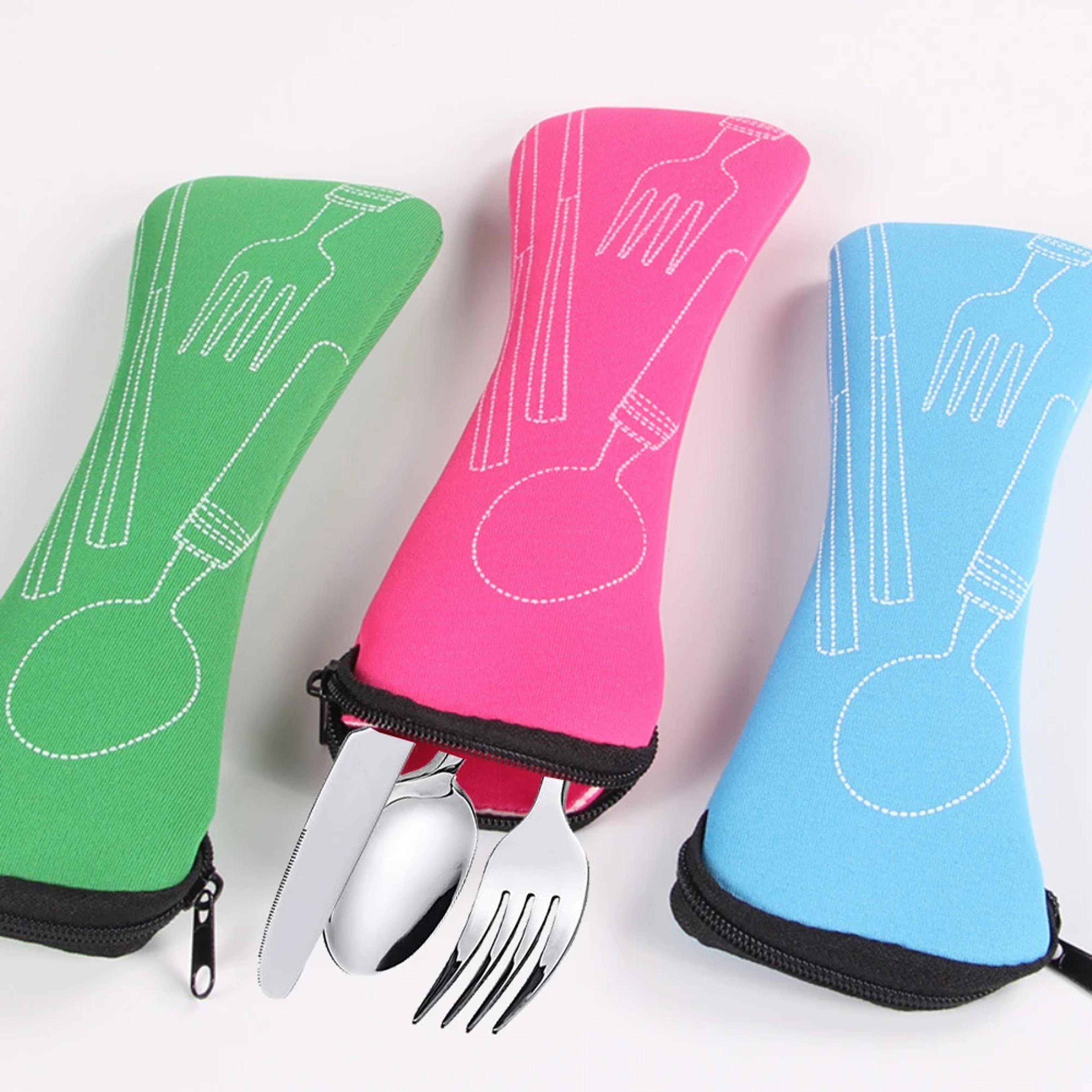 portable cutlery storage case travel cutlery organizer & reusable picnic utensil storage bag