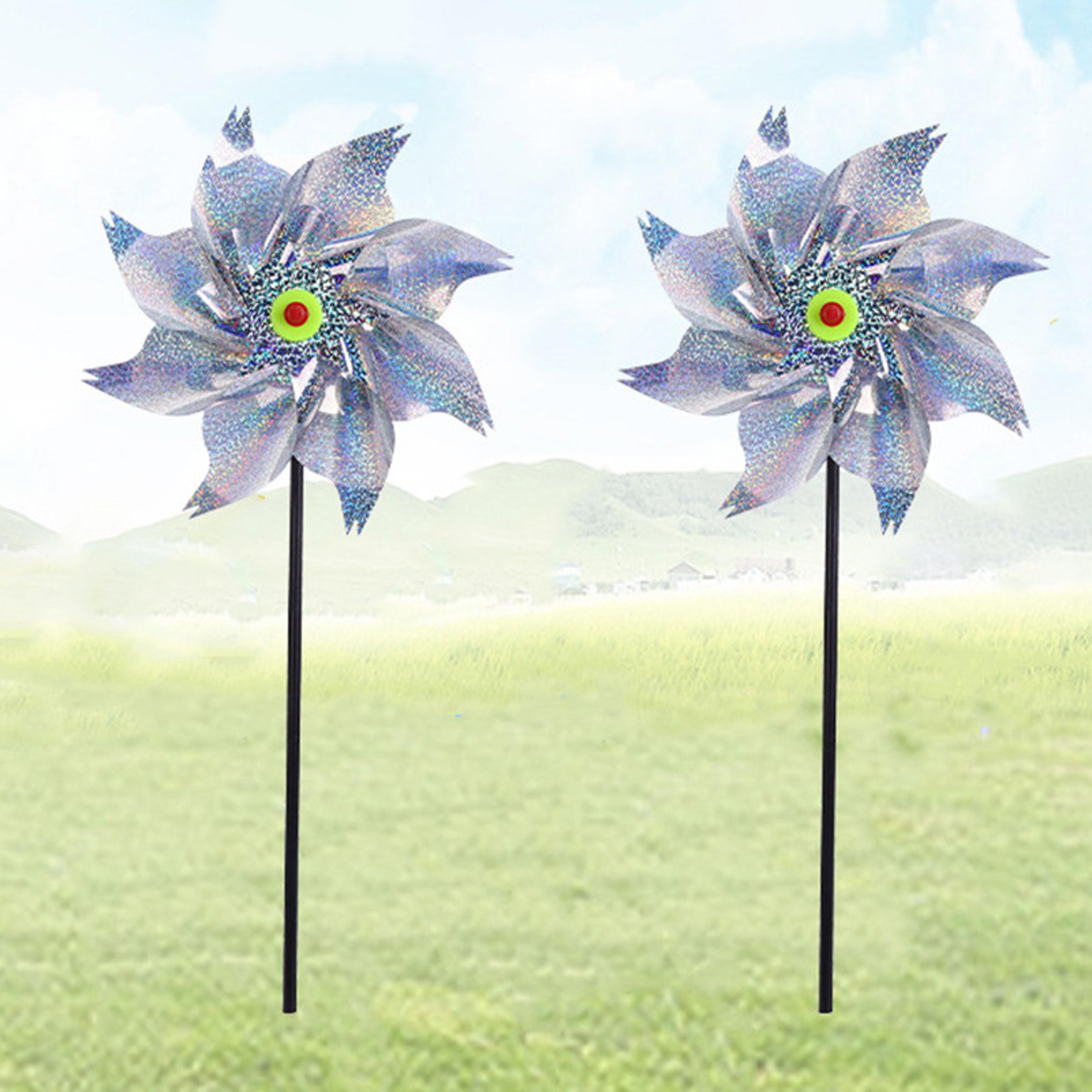 reflective bird repeller pinwheel wind spinner for garden lawn & orchard protection