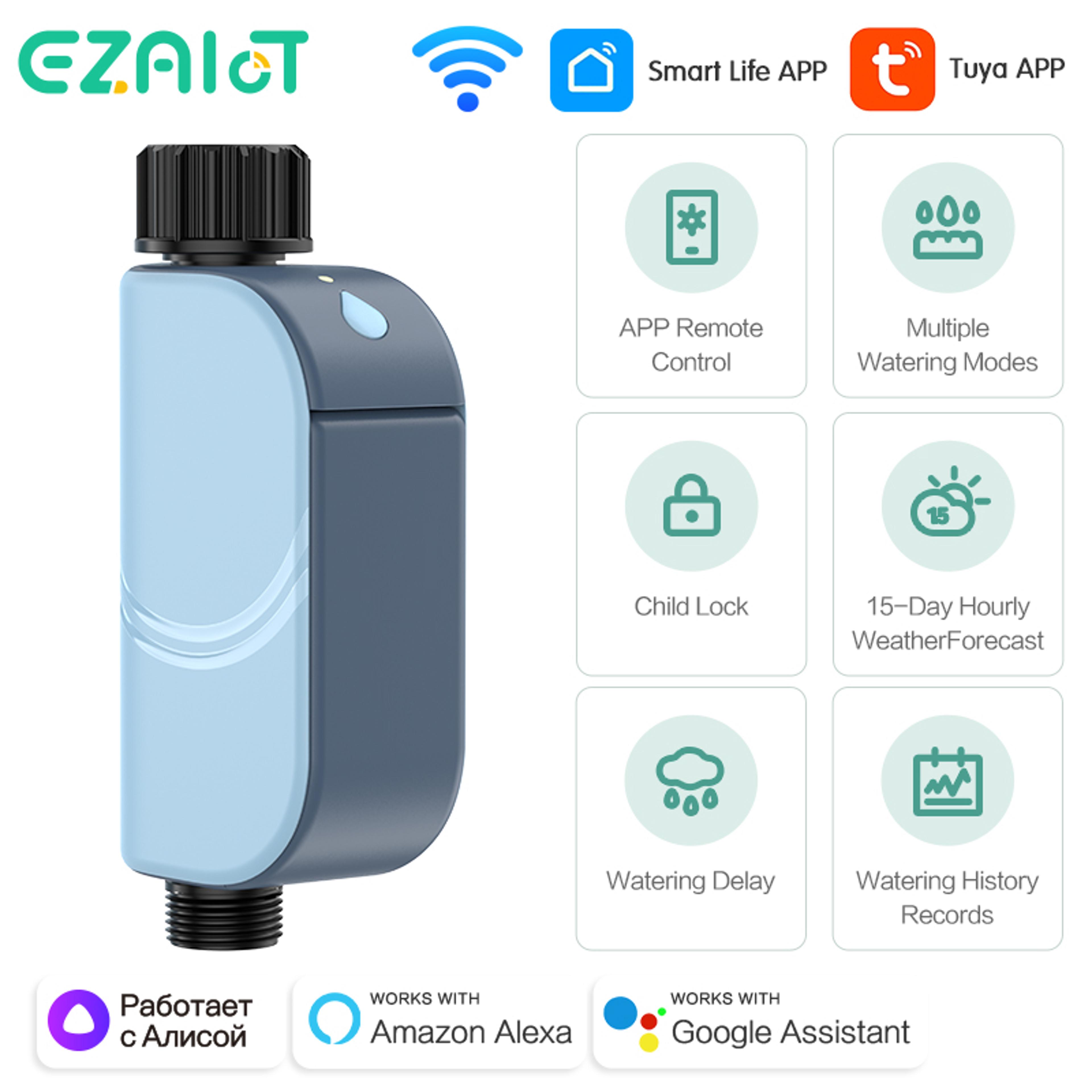 smart wifi garden watering timer tuya irrigation controller with alexa & google home