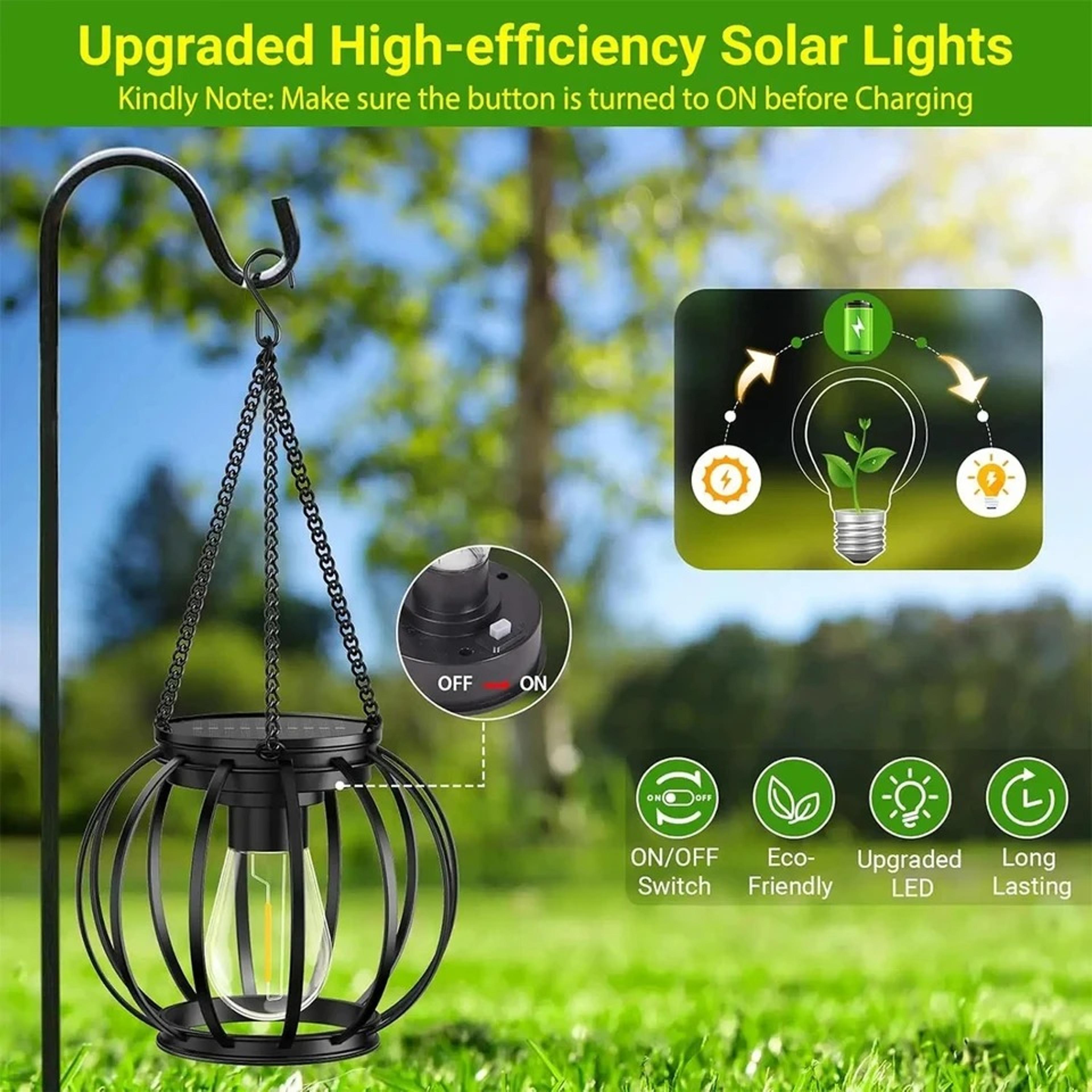 solar glow hanging lantern waterproof solar garden light for patio yard & outdoor decor