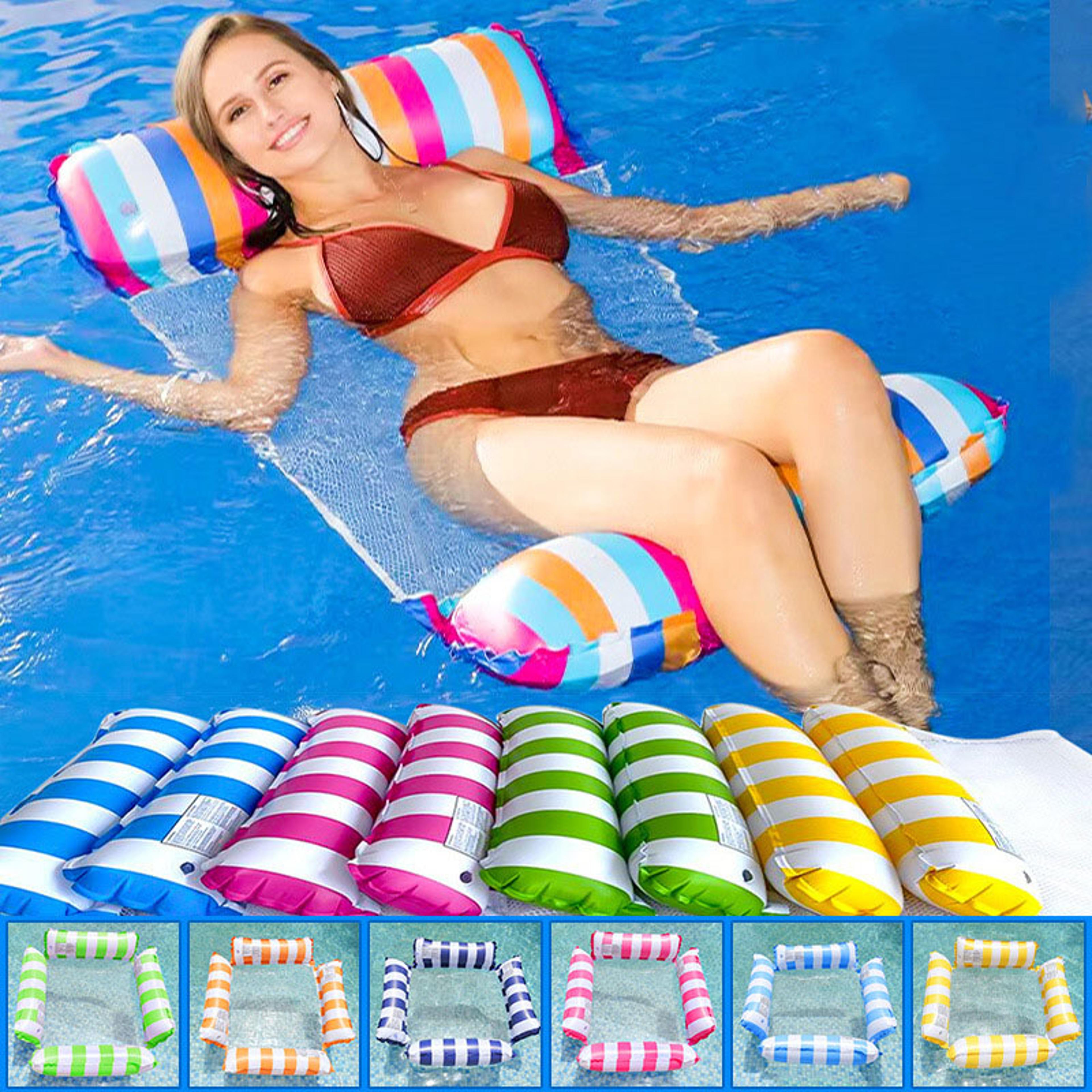 aquastripe inflatable water hammock pool float lounge for adults & kids