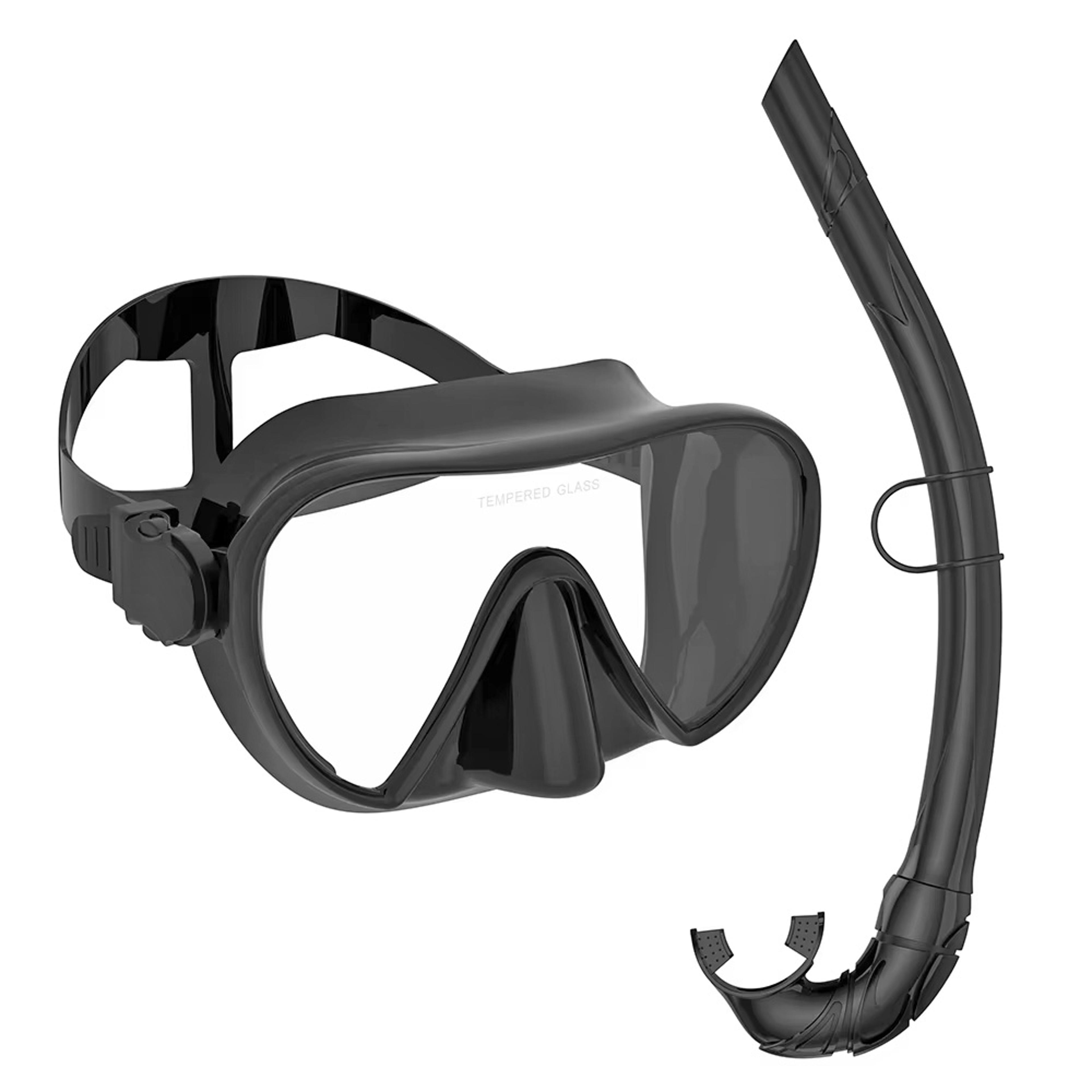 aquaview frameless diving mask set with soft silicone snorkel for scuba & freediving