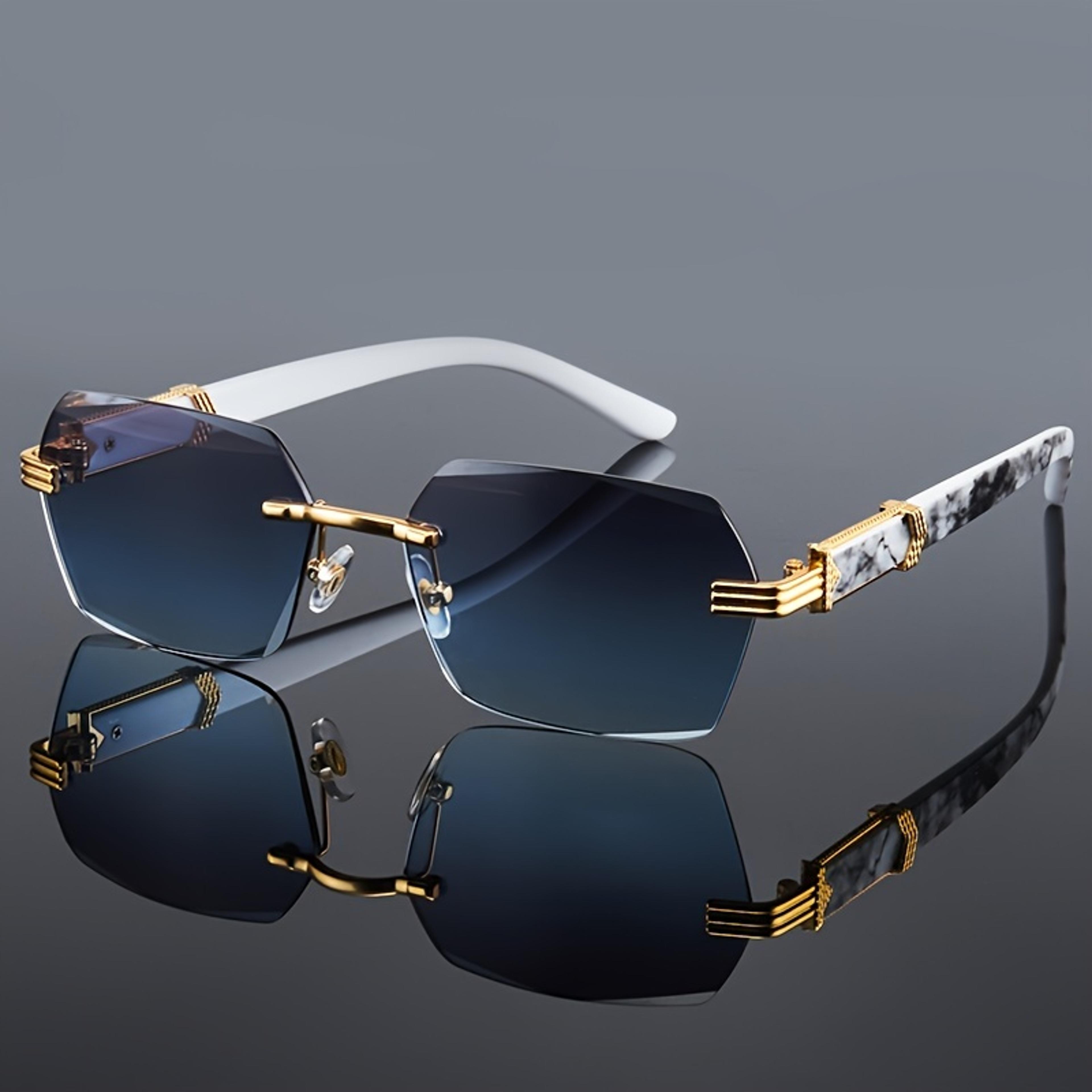 classic unisex rimless sunglasses small square frameless travel shades with uv protection