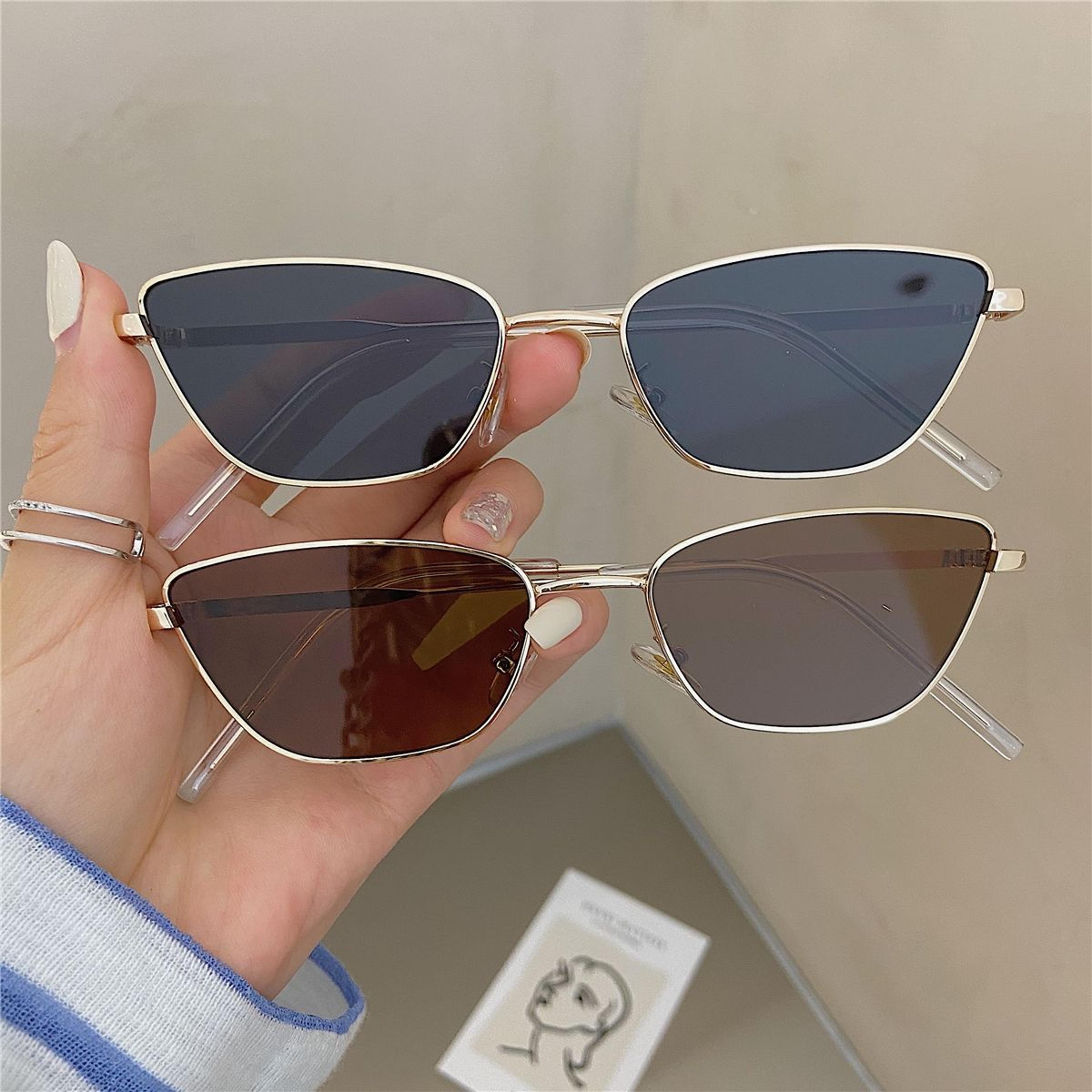 modern metal rhombus sunglasses for women with uv protection