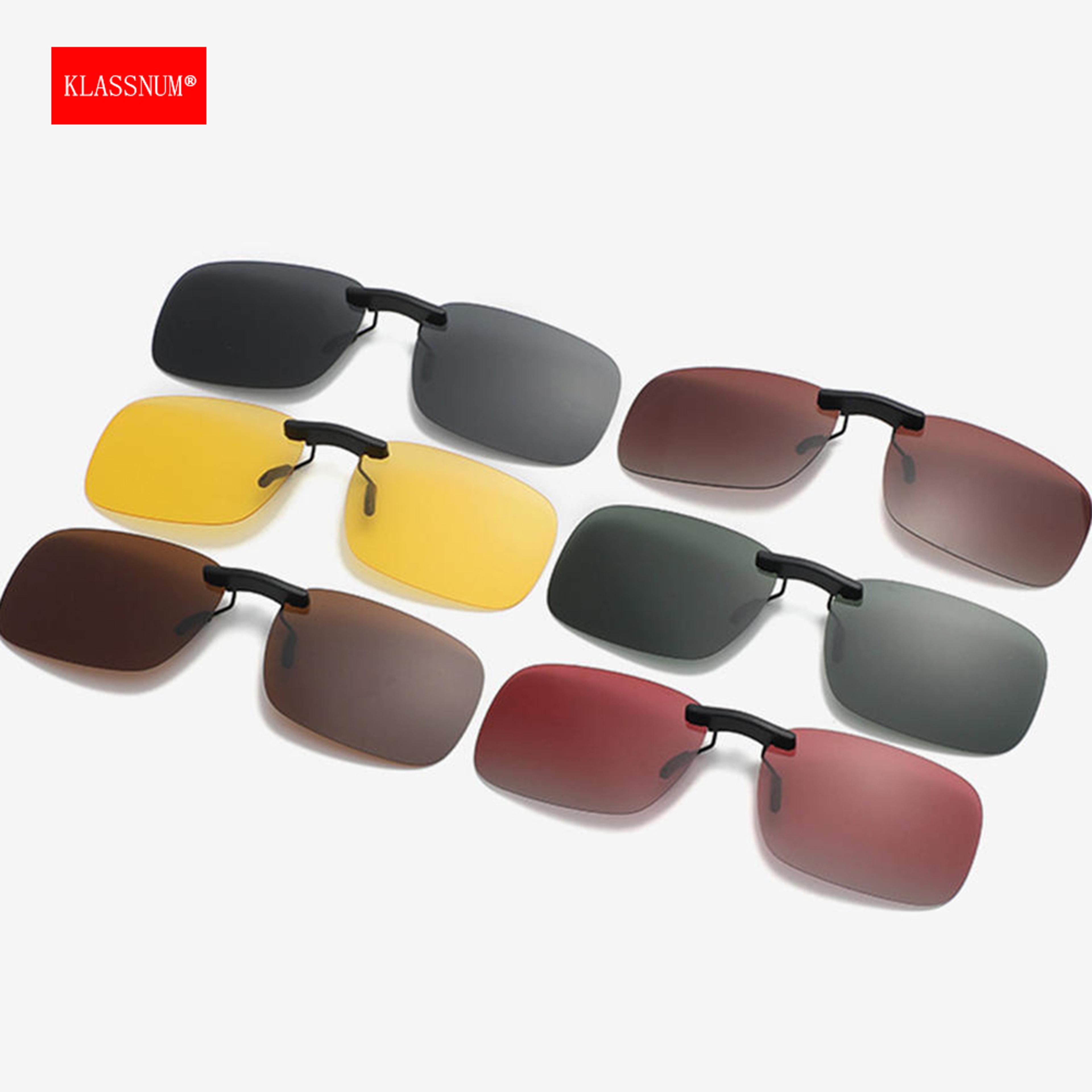 klassnum polarized clip on sunglasses with protection for men & women rimless