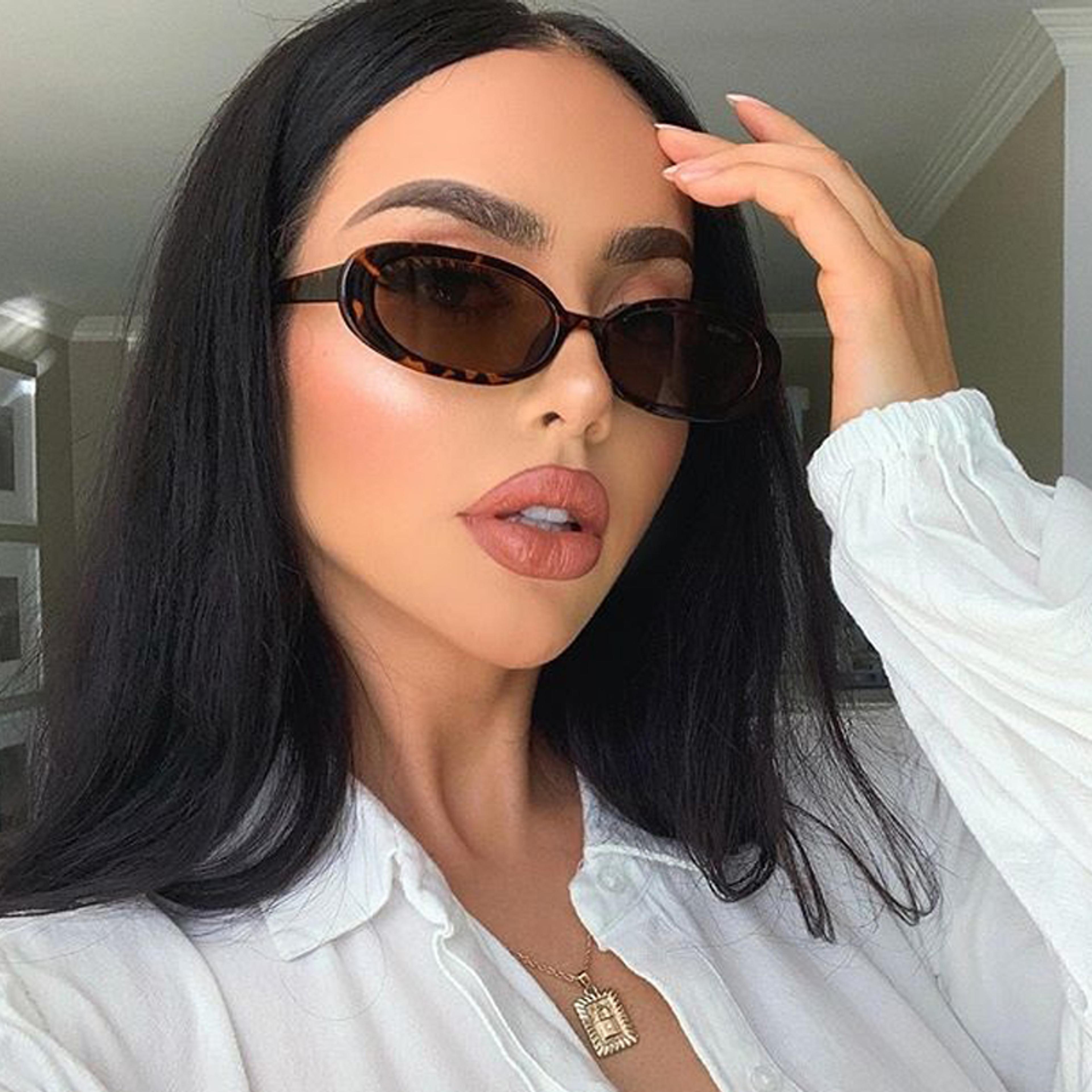 vintage leopard oval sunglasses for women retro mirror shades