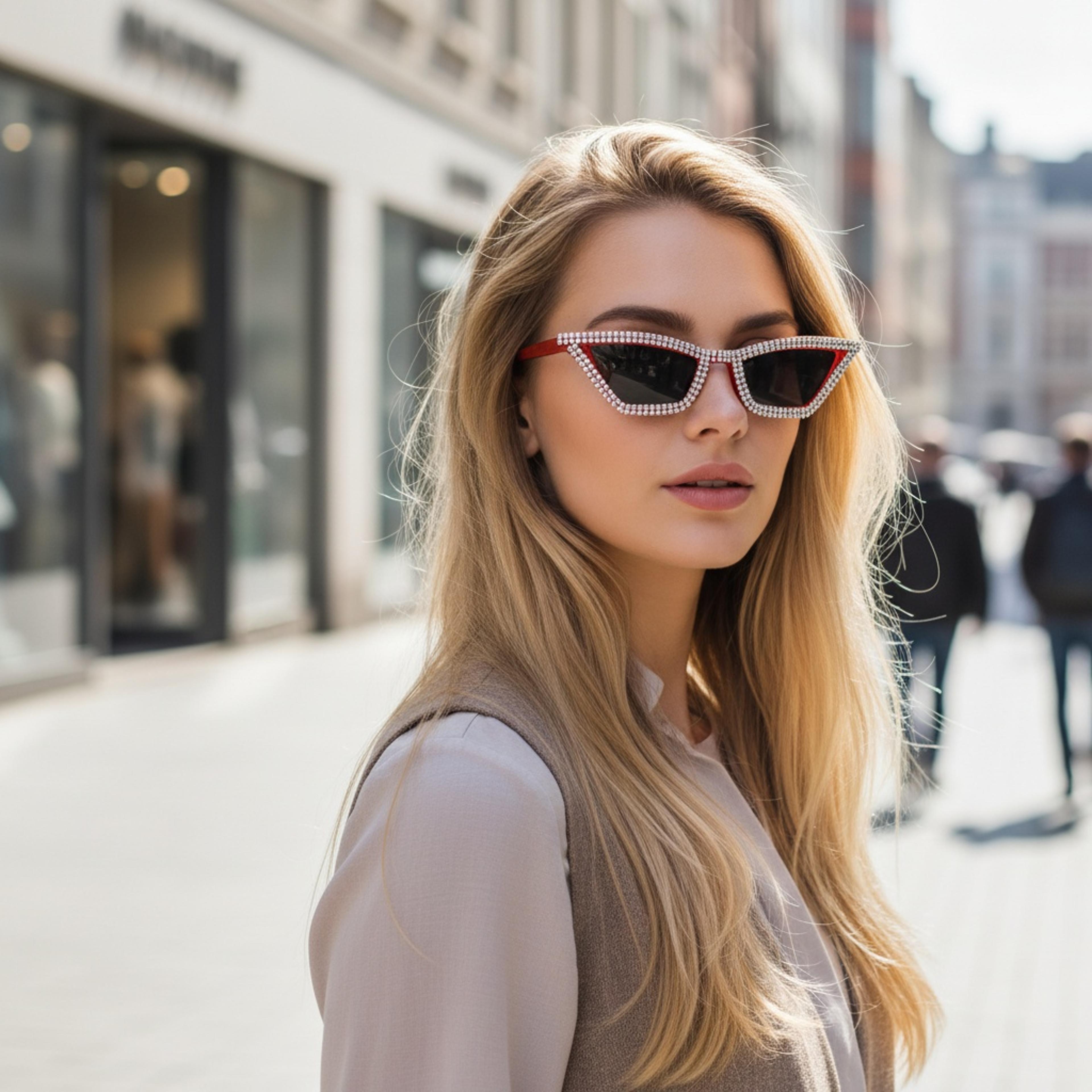sparkling rhinestone cat eye sunglasses for parties festivals & statement style