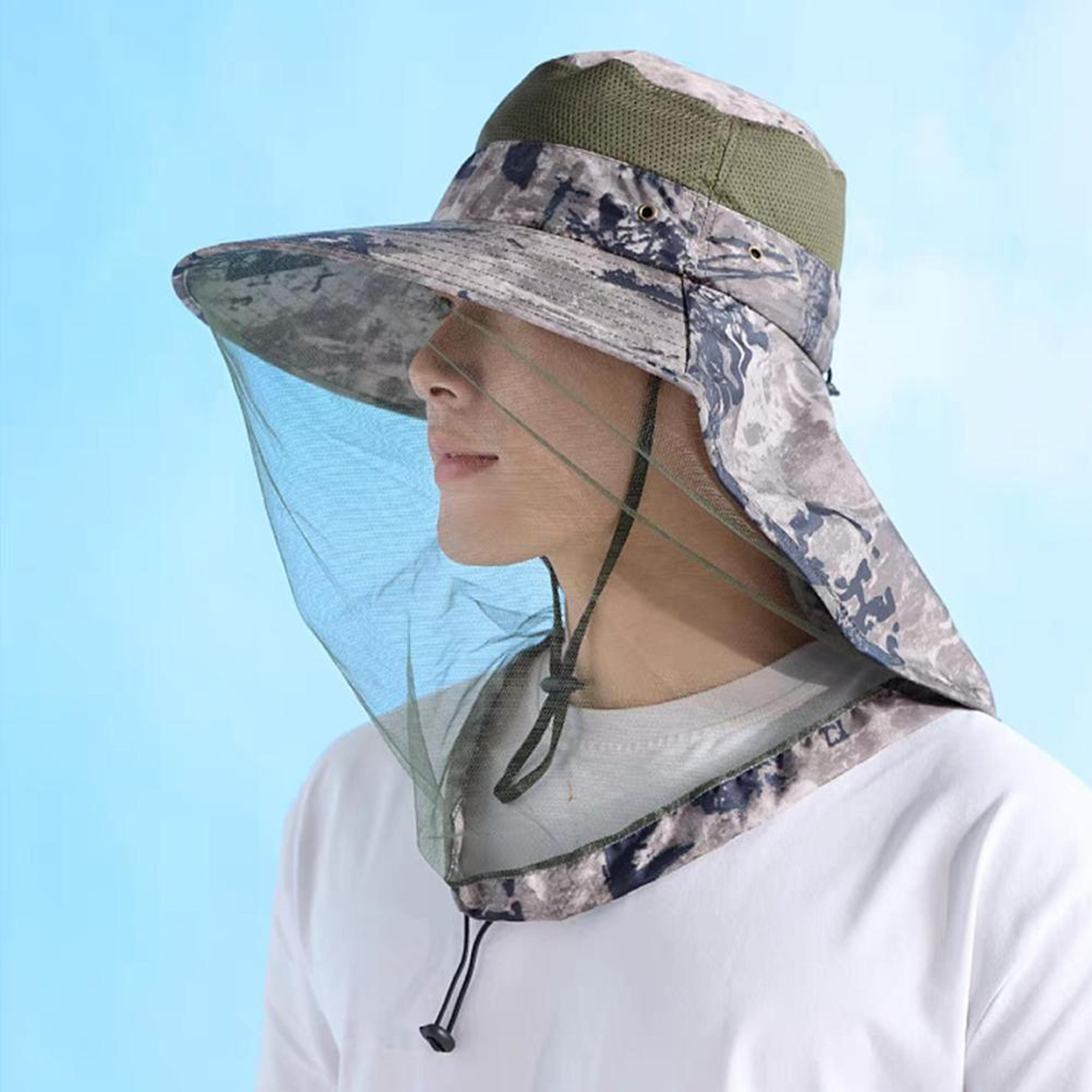 mosquito net sun hat uv protection fishing and camping wide brim outdoor hat mesh face mask