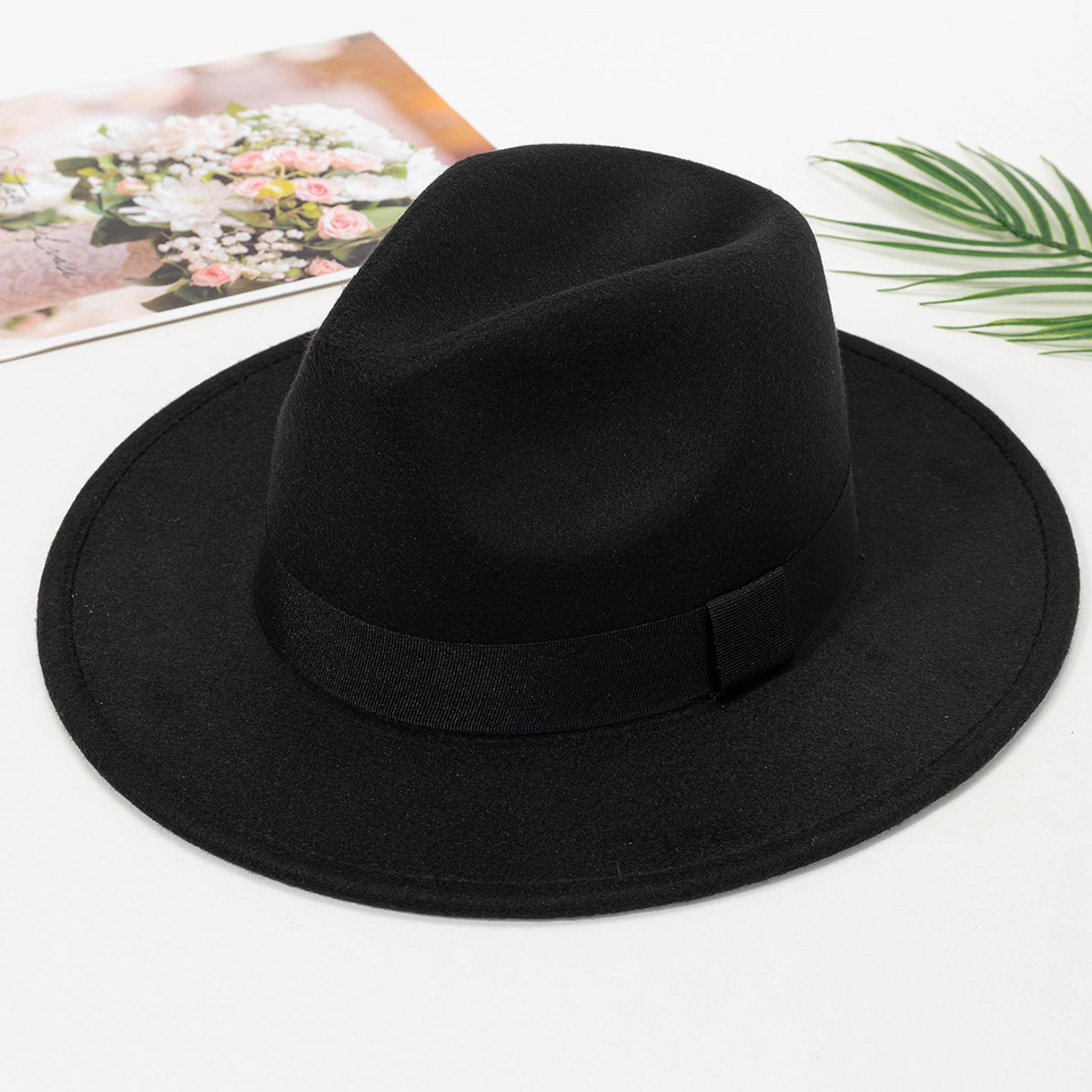 autumn winter wide brim wool jazz hat unisex english style top hat