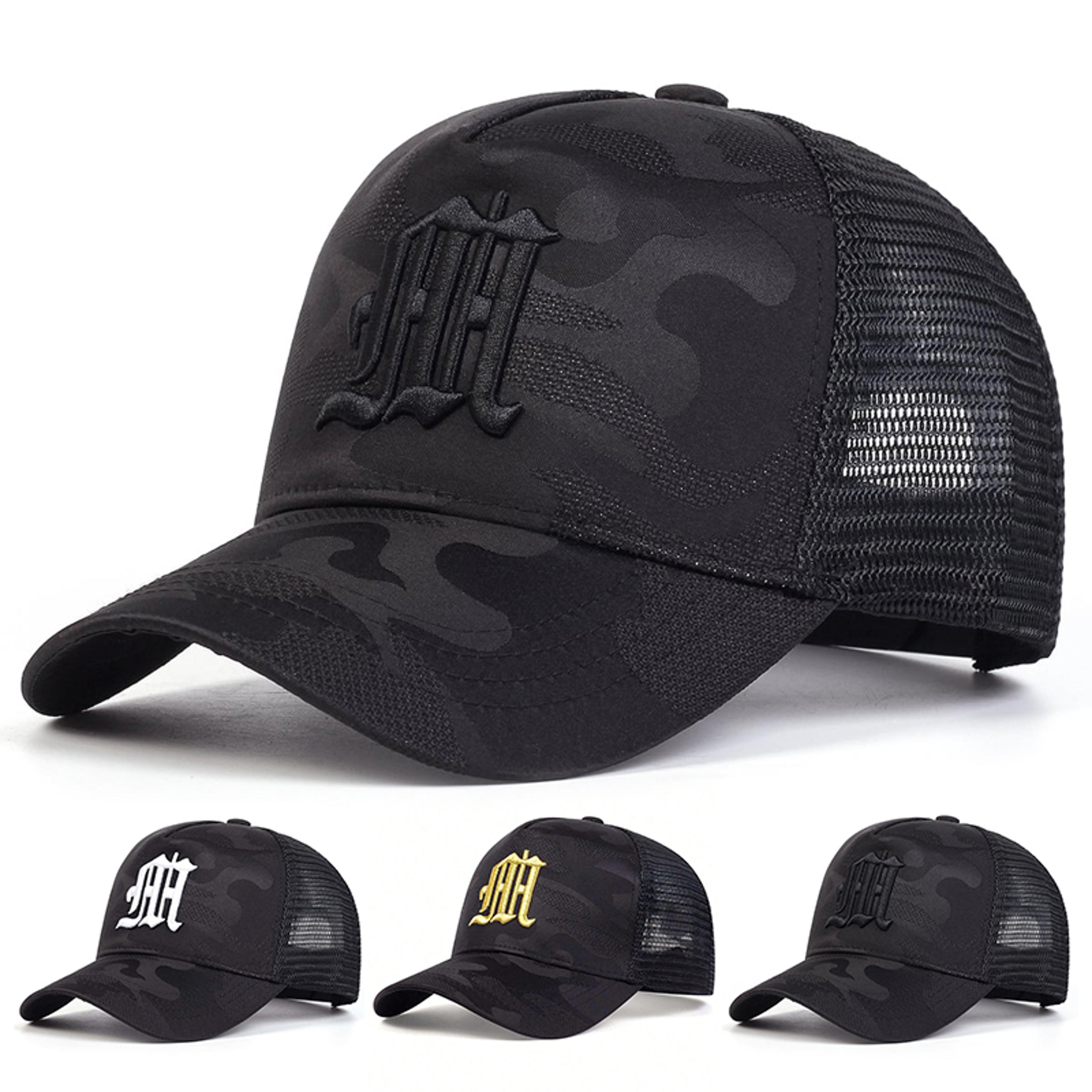 camouflage embroidered letter m adjustable mesh baseball cap for summer outdoor sun protection