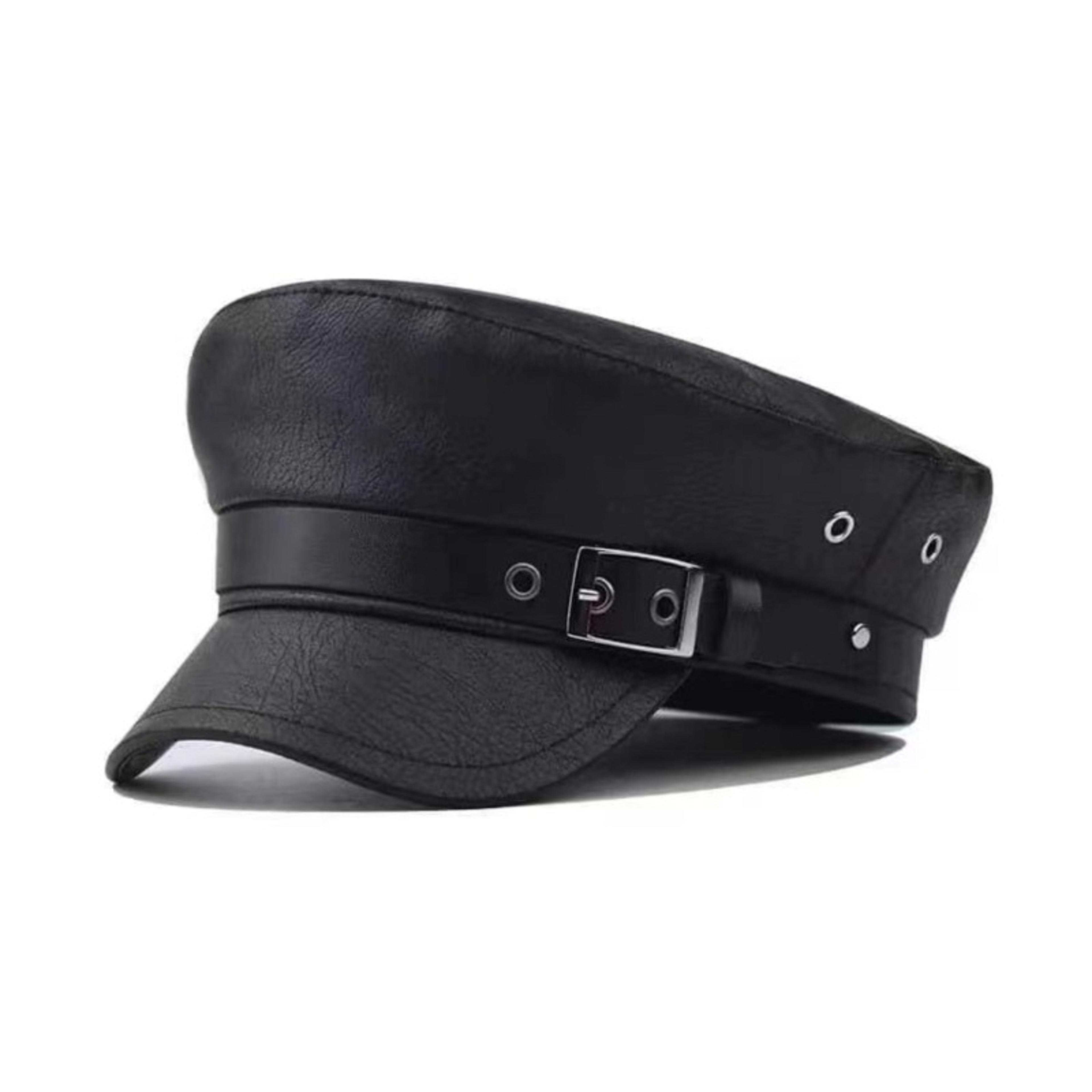women pu leather newsboy cap sailor cabbie baker boy visor beret hat