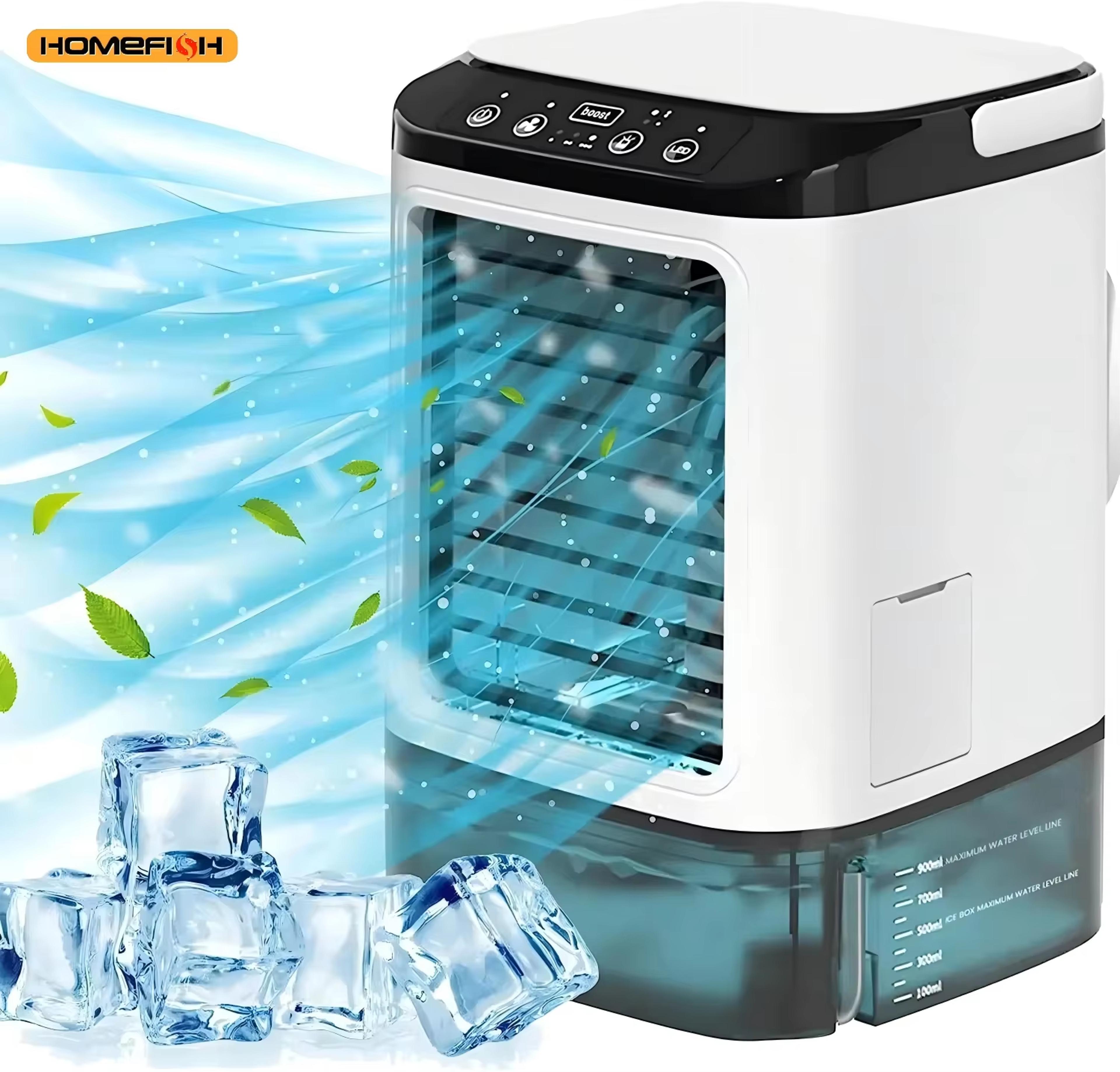 homefish portable air cooler desktop ultrasonic mist fan speed quiet cooling fan with night light