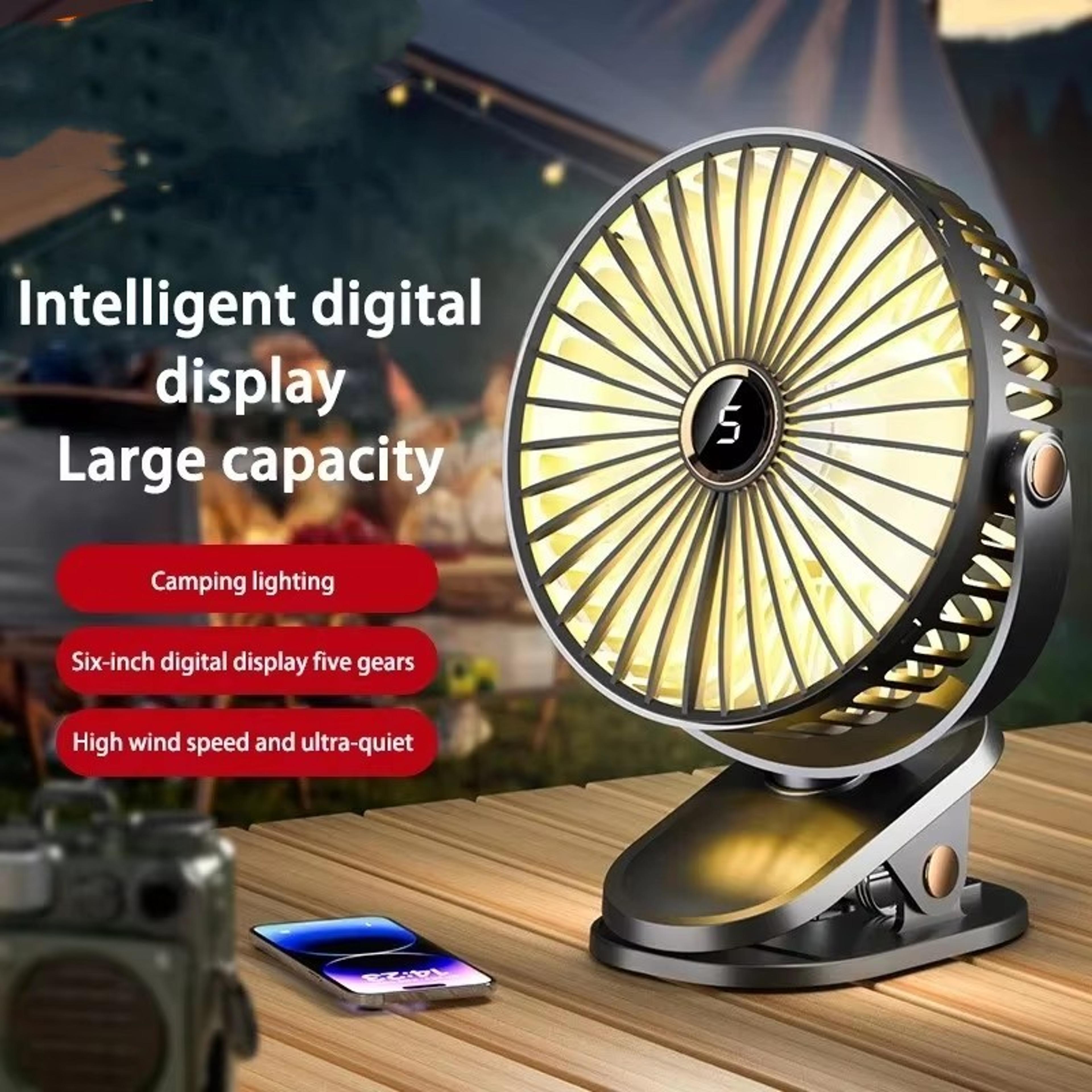 breezeclip pro rechargeable portable clip fan with led light